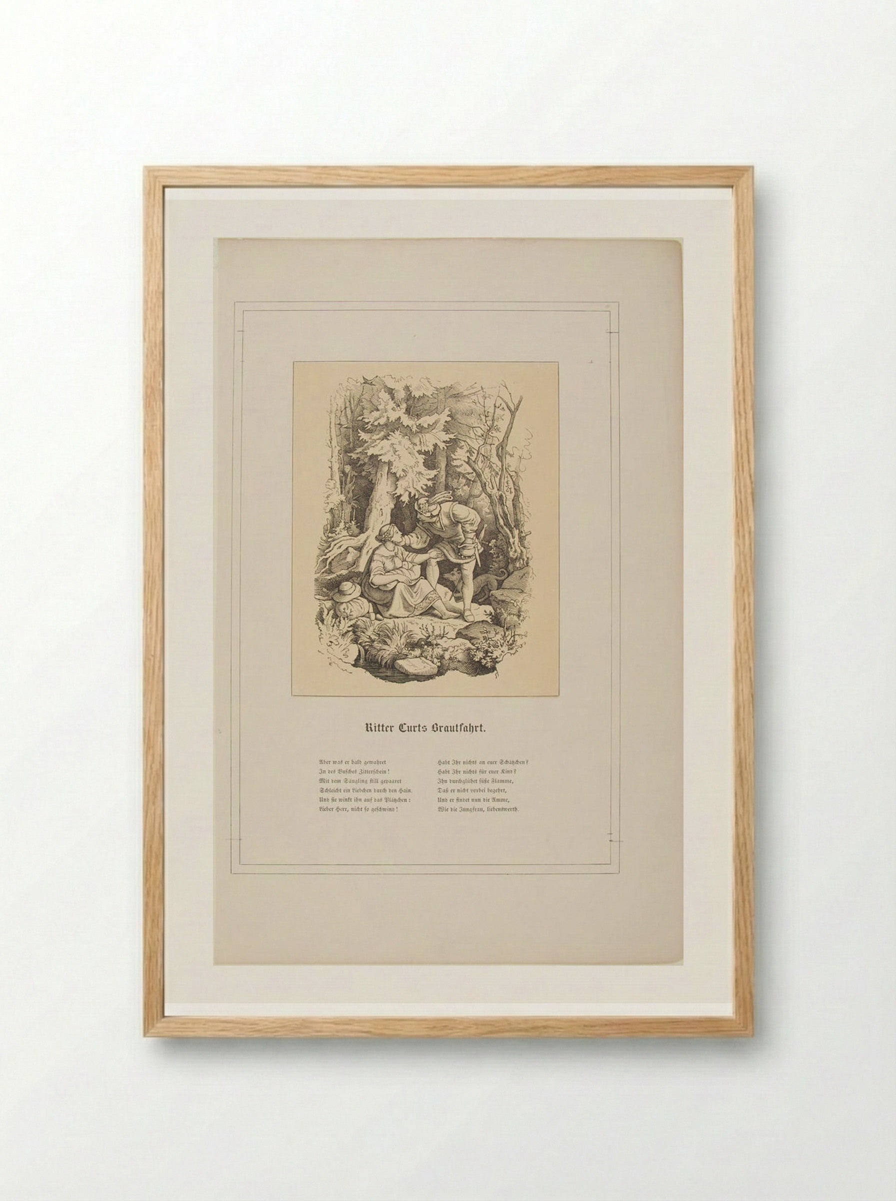 Ritter Kurts Brautfahrt - Adrian Ludwig Richter - Framed Print Wood