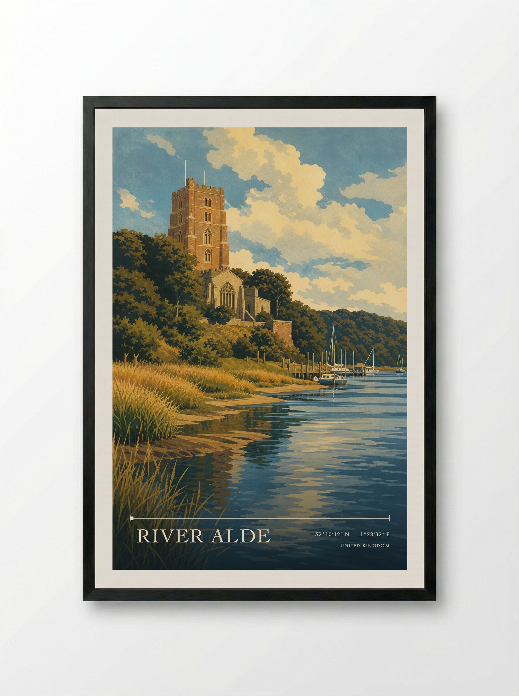 River Alde United Kingdom Travel Poster - Framed Print Black