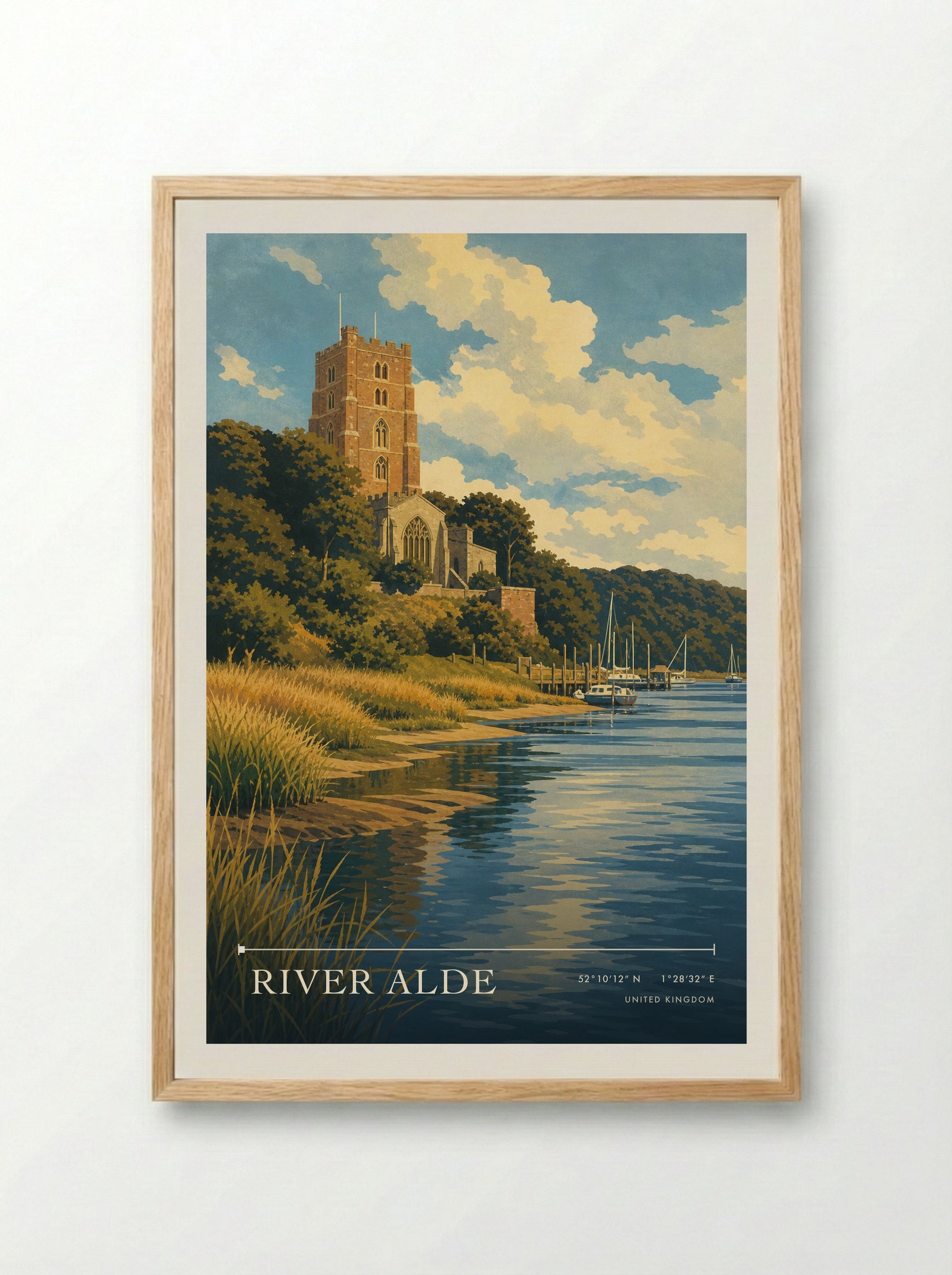 River Alde United Kingdom Travel Poster - Framed Print Wood