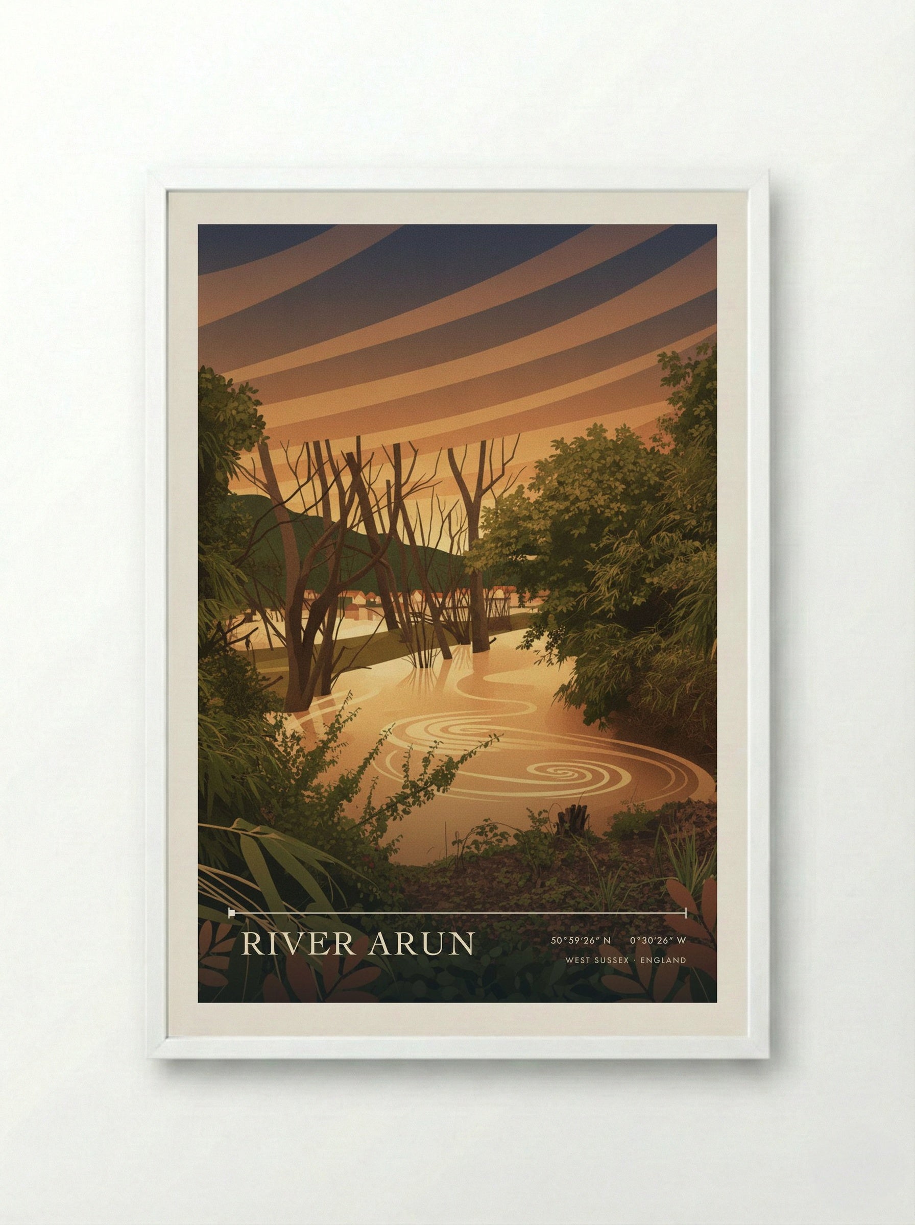 River Arun West Sussex England Travel Poster - Framed Print White