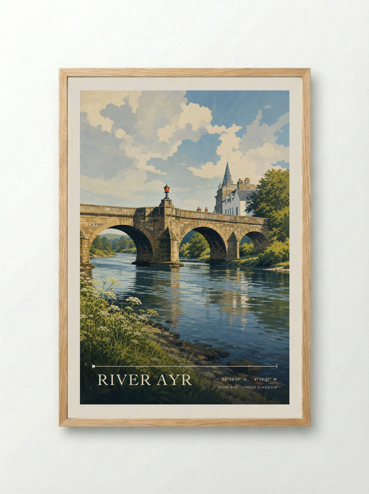 River Ayr United Kingdom Travel Poster - Framed Print Wood