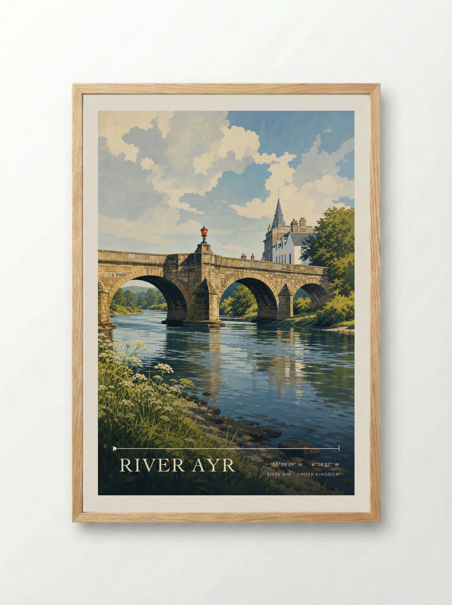River Ayr United Kingdom Travel Poster - Framed Print Wood