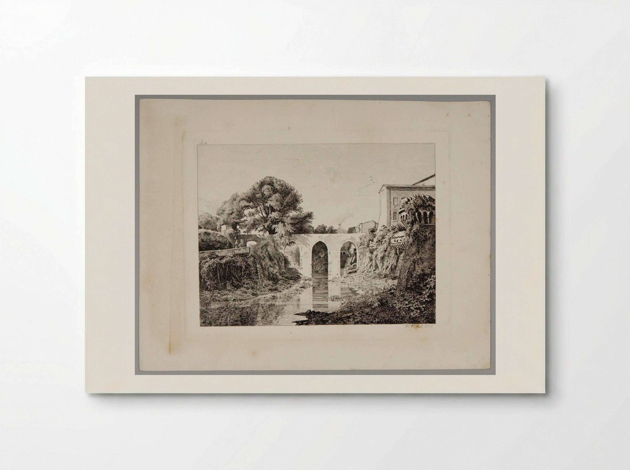River Bed with Three-Arched Bridge - Johann Hermann Carmiencke - Poster