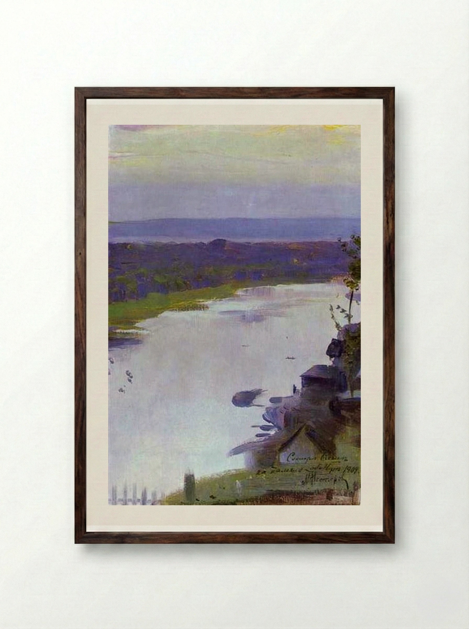 River Belaya - Mikhail Nesterov - Framed Print Dark Wood