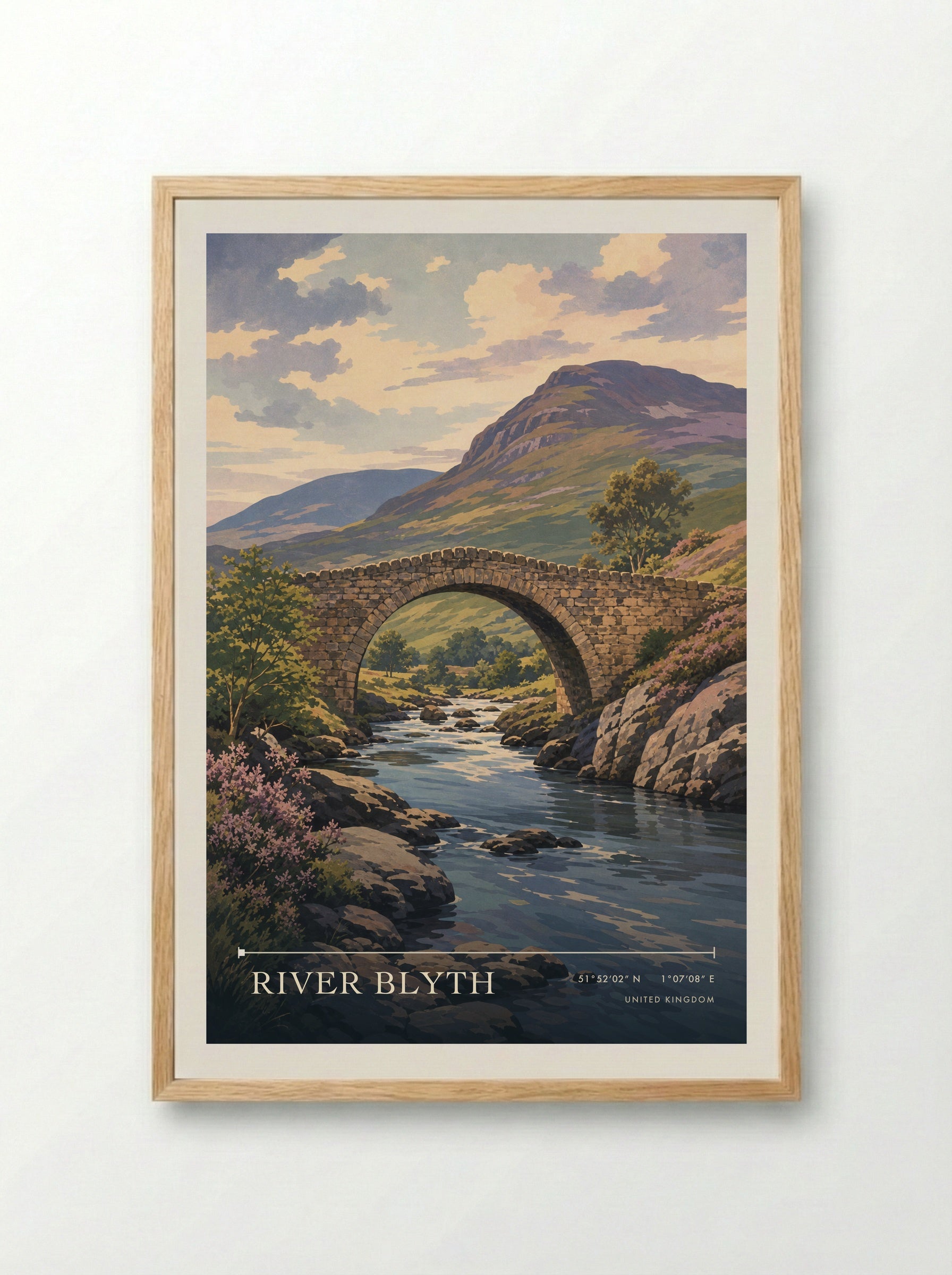 River Blyth United Kingdom Travel Poster - Framed Print Wood