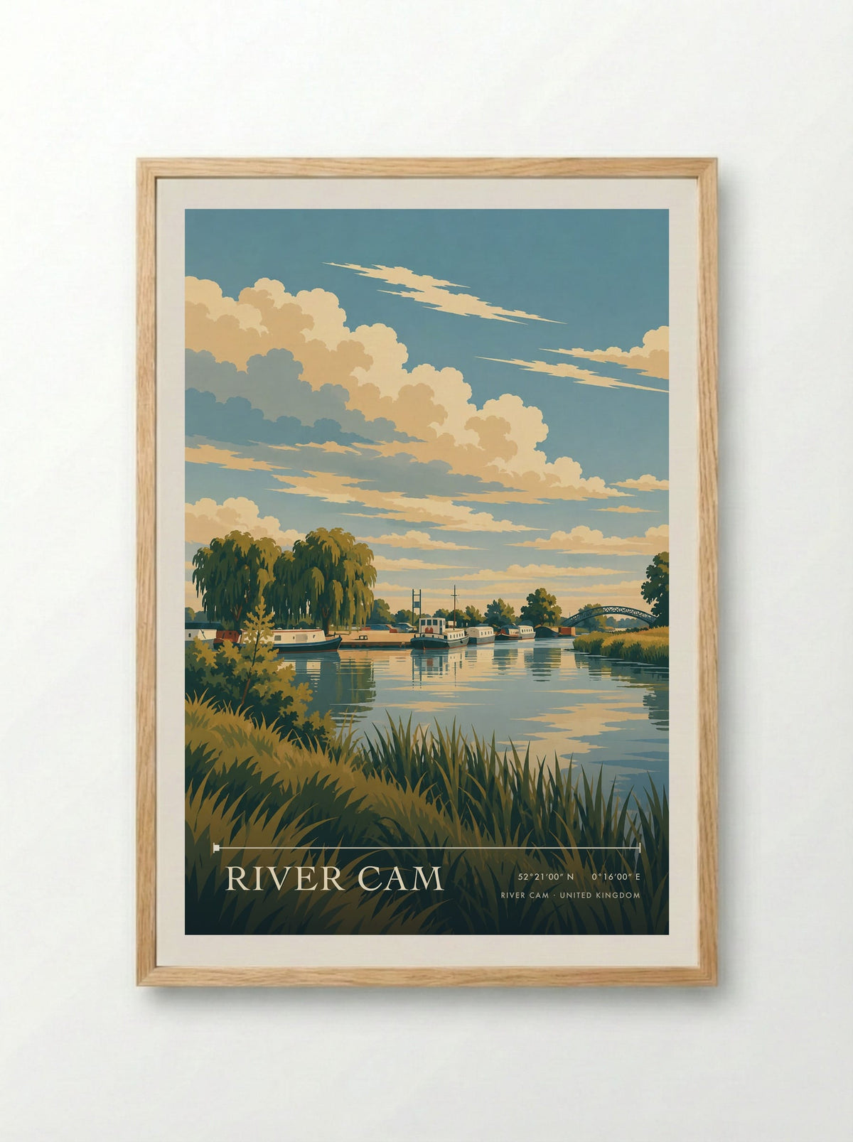 River Cam | Travel Poster - Framed Print Wood