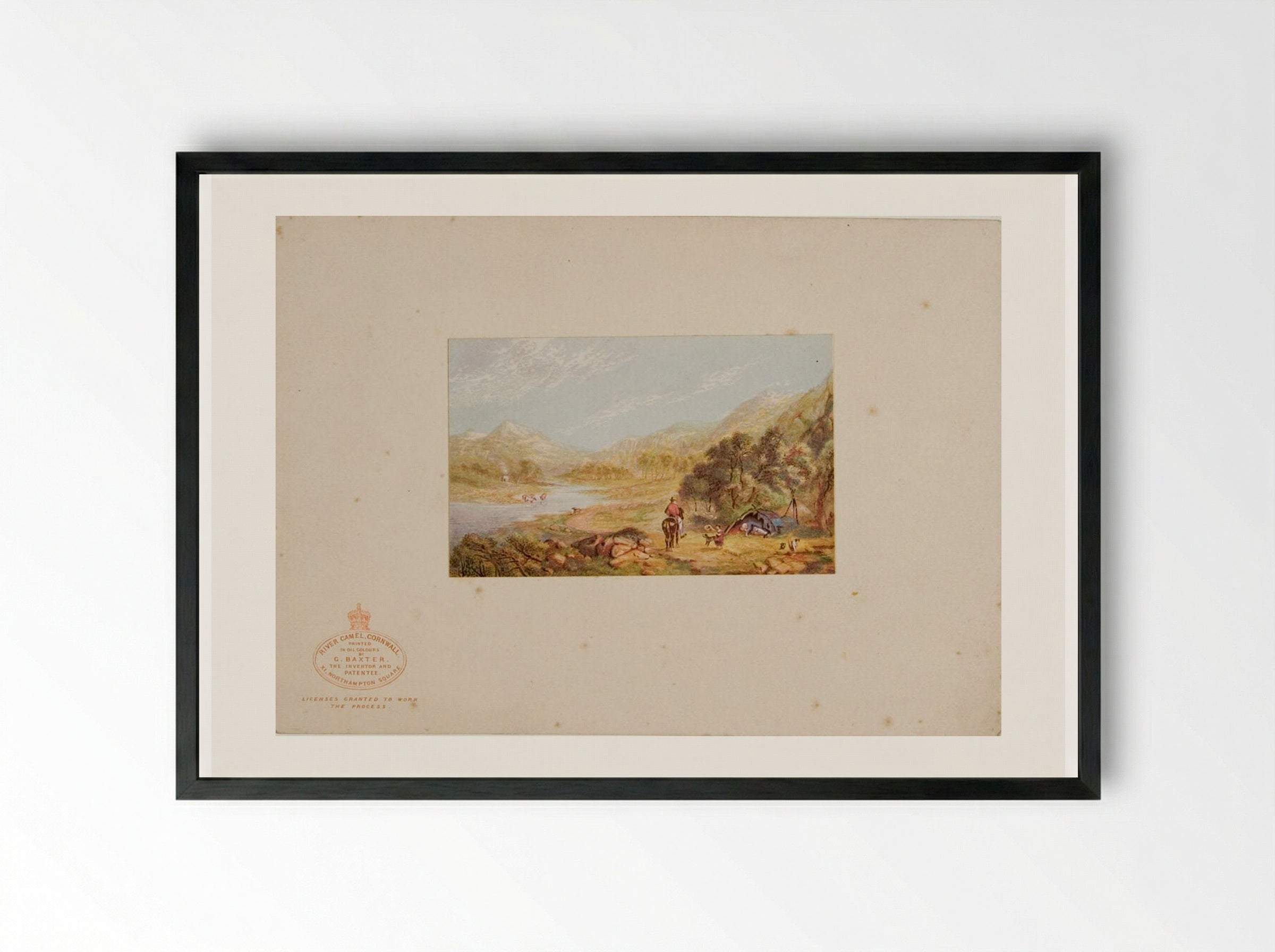 River Camel, Cornwall - George Baxter - Framed Print Black
