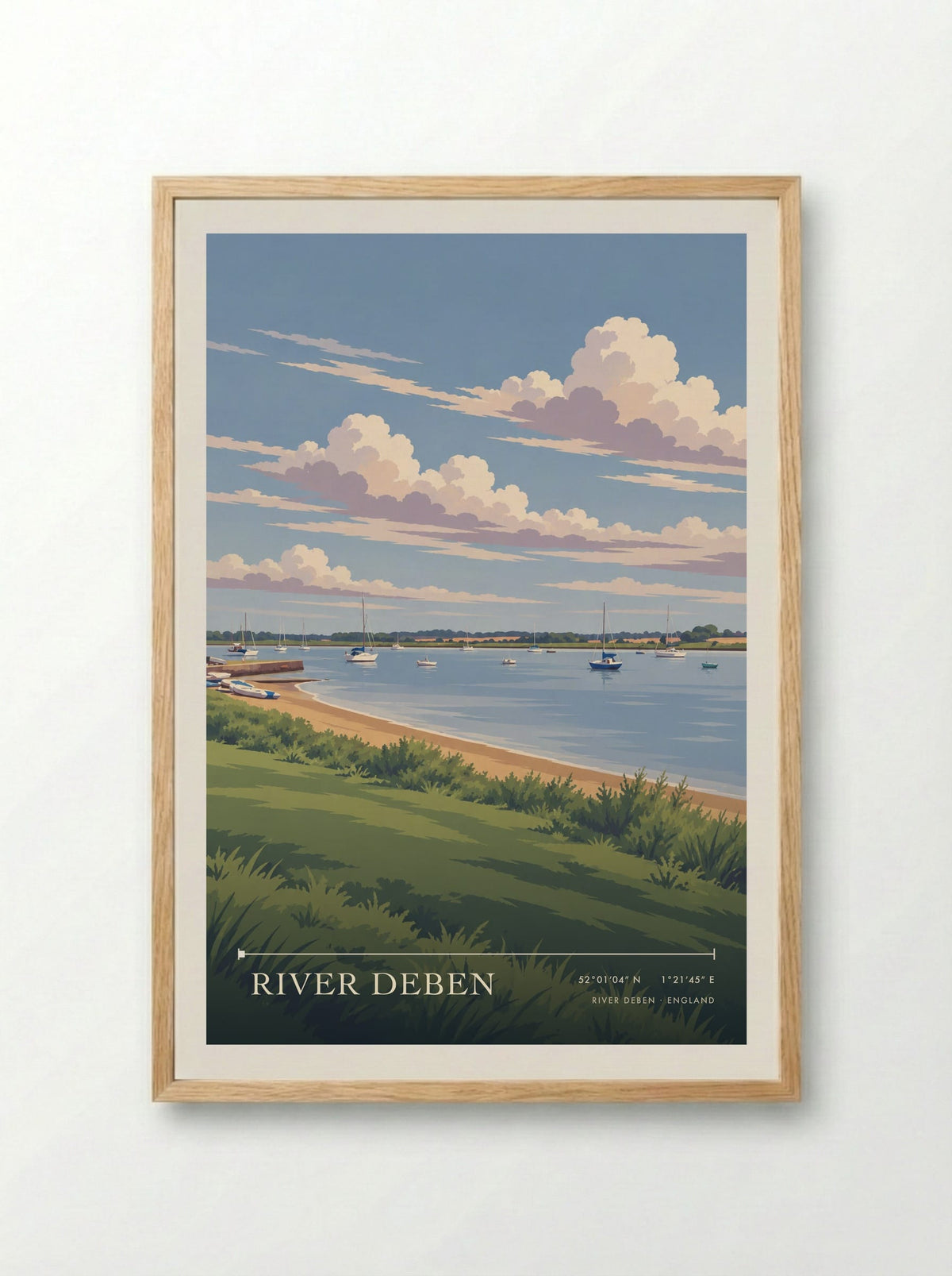 River Deben | Travel Poster - Framed Print Wood