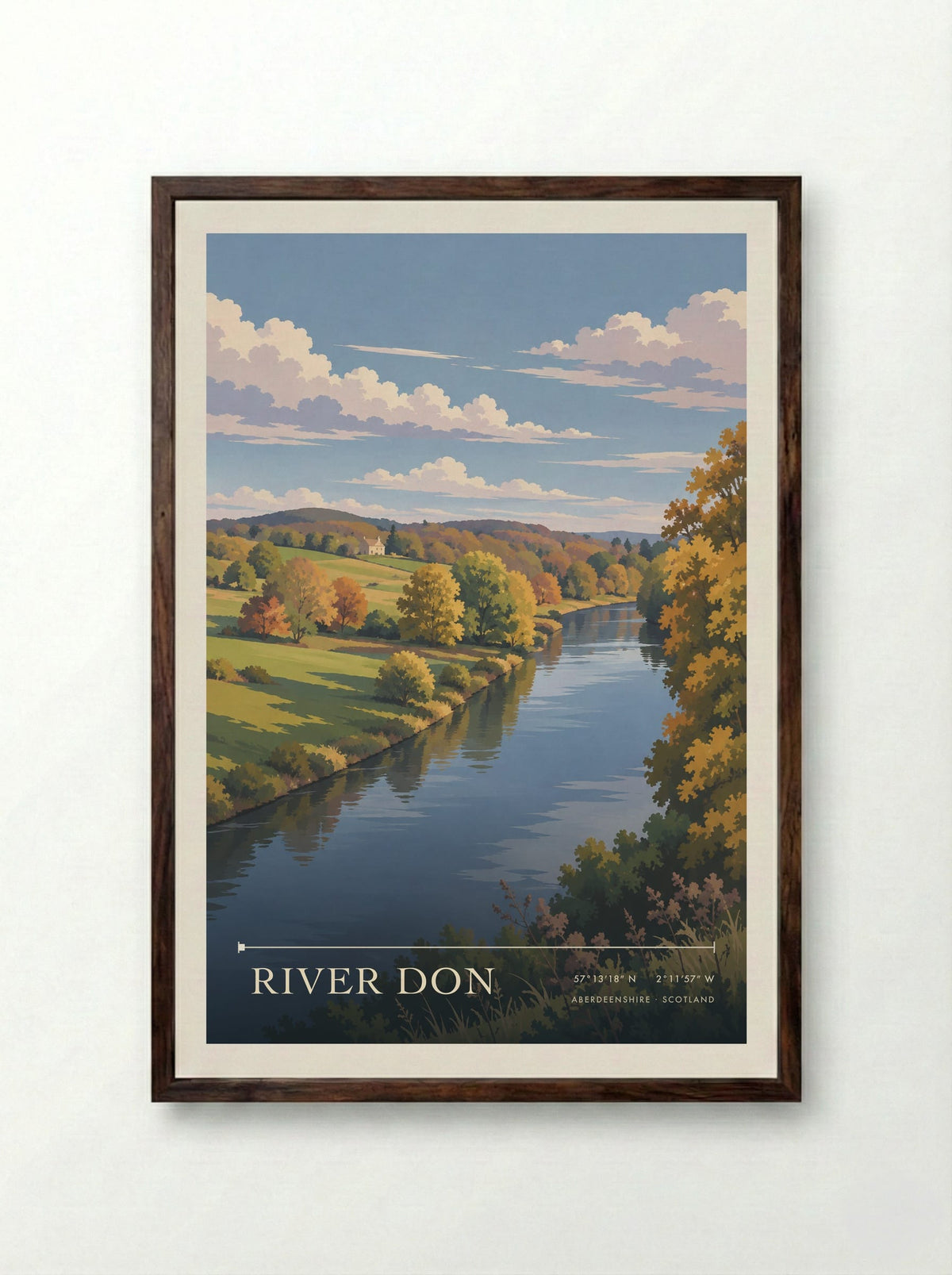 River Don, Aberdeenshire | Travel Poster - Framed Print Dark Wood