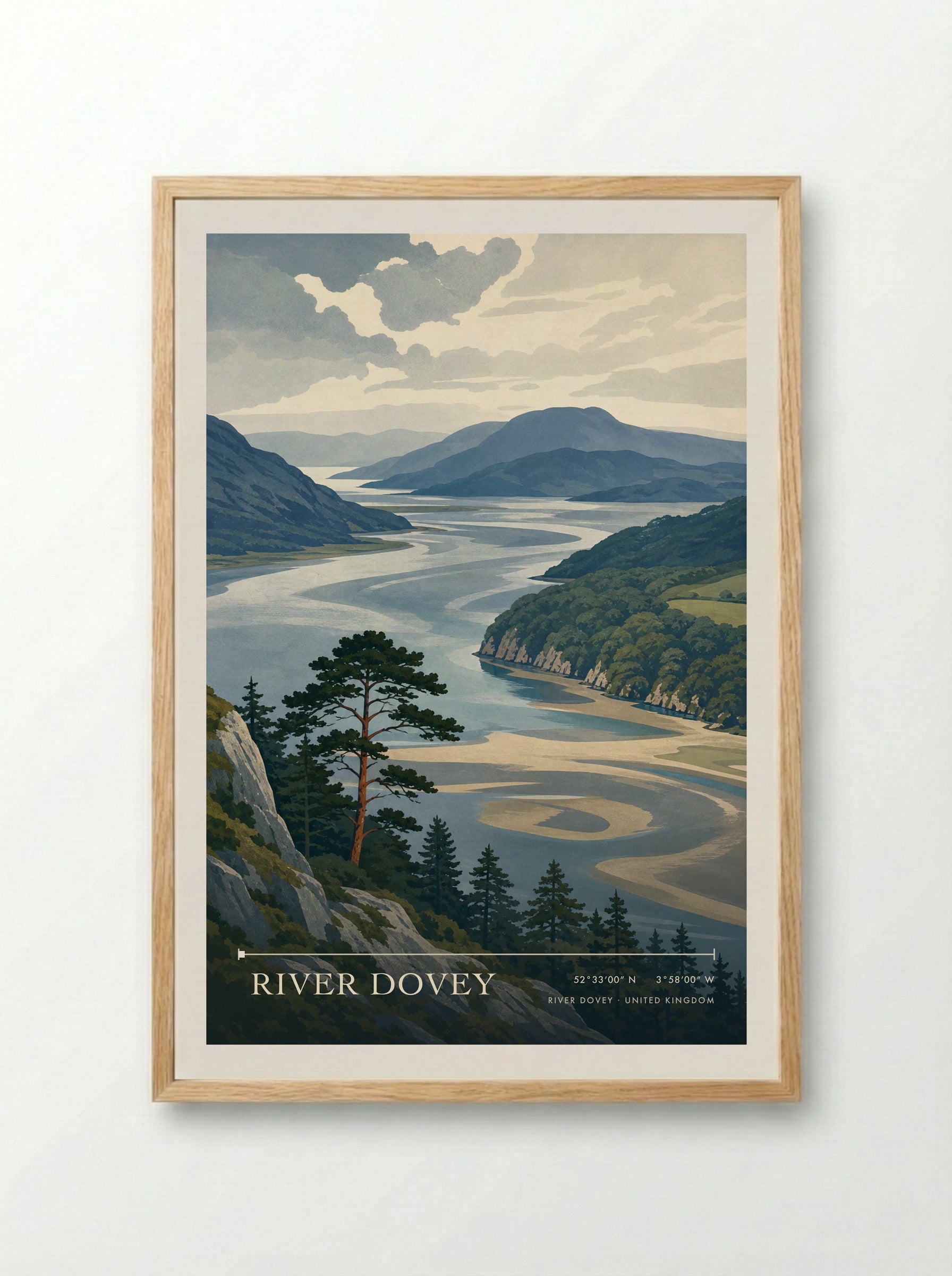 River Dovey United Kingdom Travel Poster - Framed Print Wood