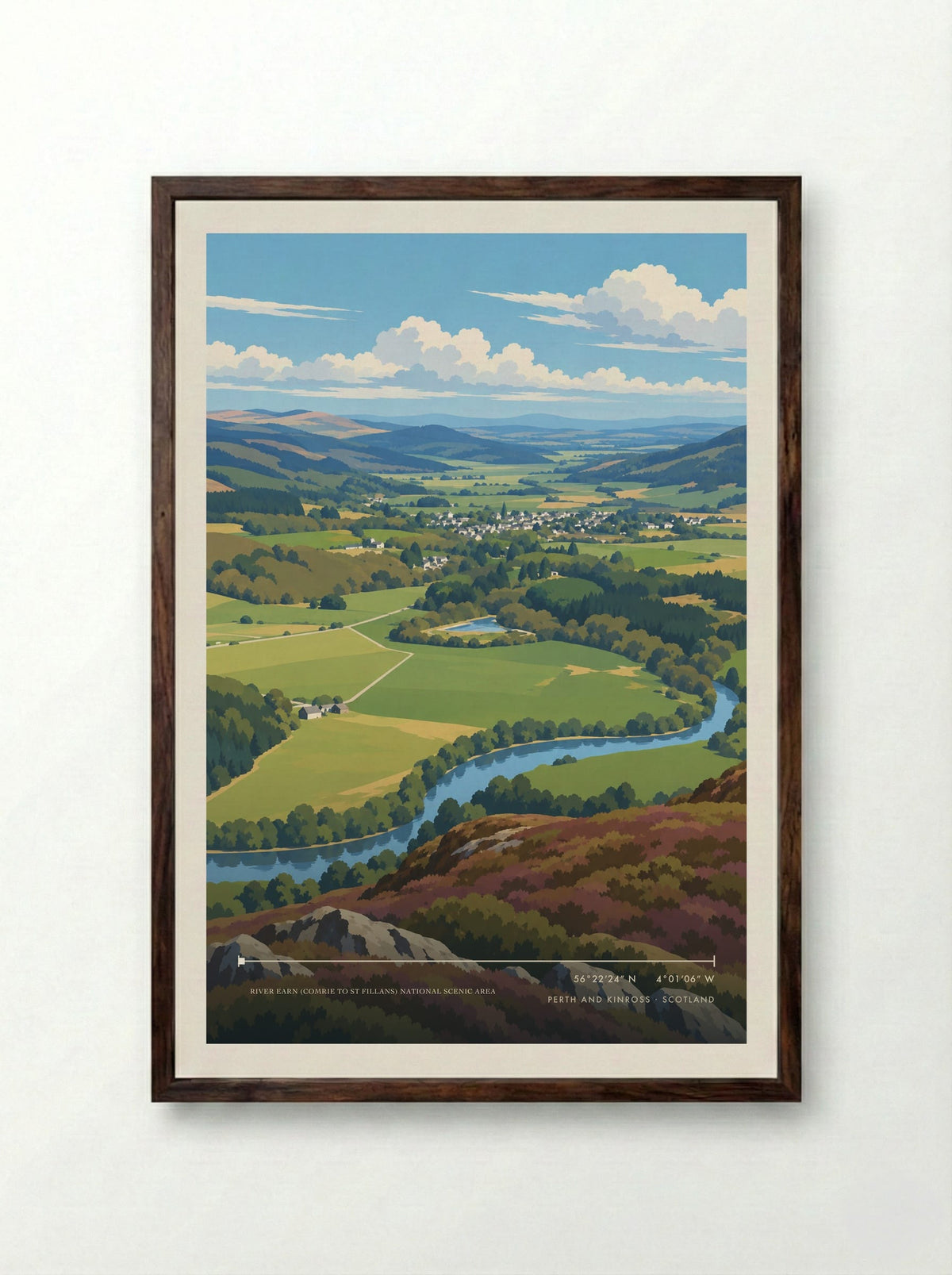 River Earn (Comrie to St Fillans) National Scenic Area, Perth and Kinross | Travel Poster - Framed Print Dark Wood