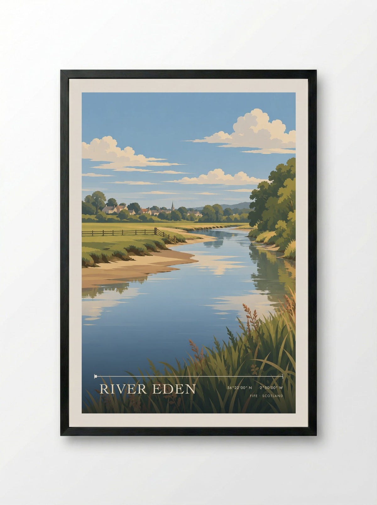 River Eden, Fife | Travel Poster - Framed Print Black