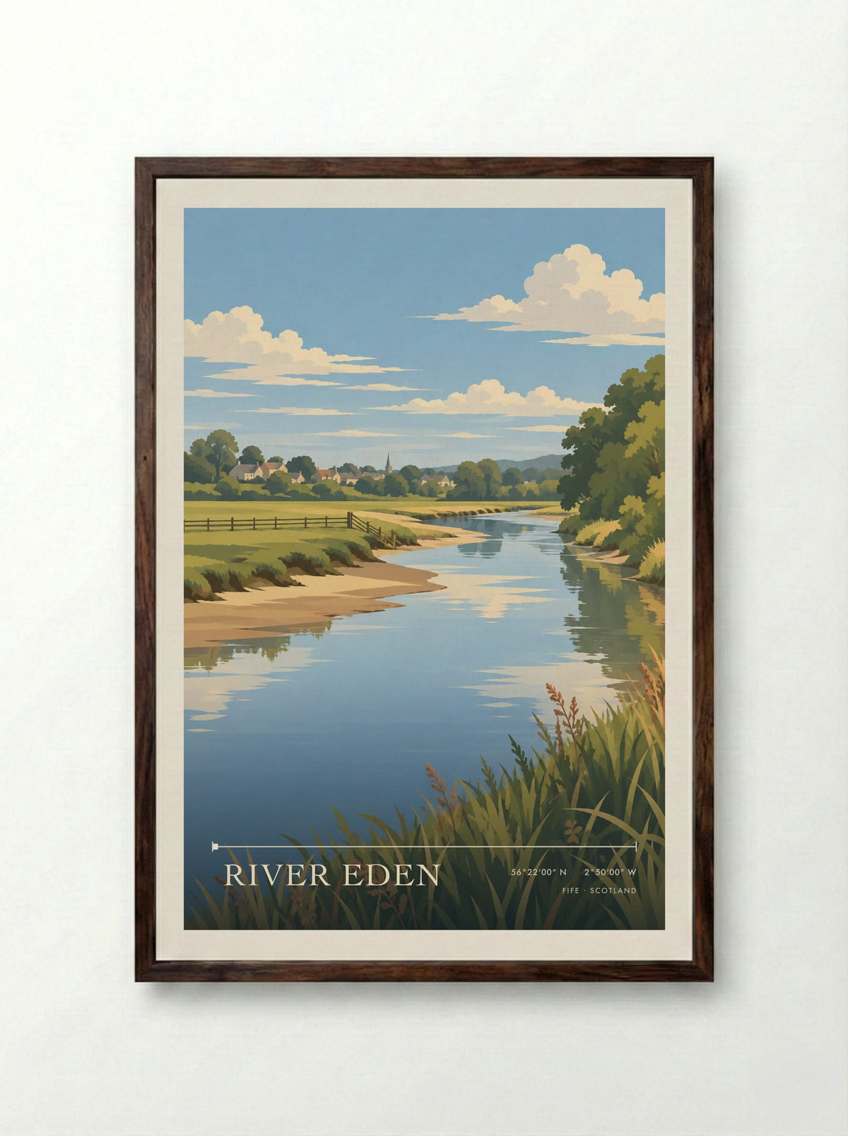 River Eden, Fife | Travel Poster - Framed Print Dark Wood