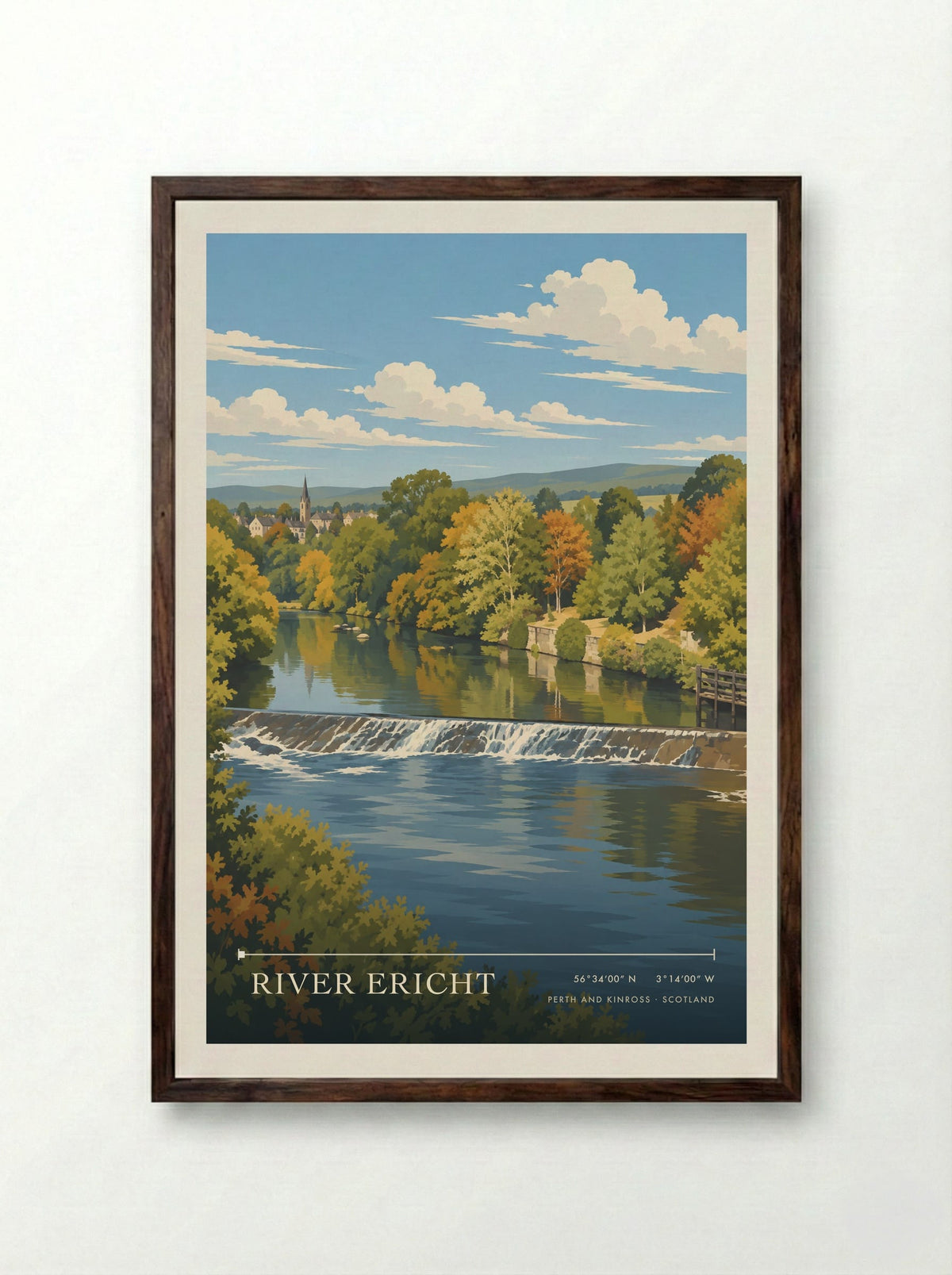 River Ericht, Perth and Kinross | Travel Poster - Framed Print Dark Wood
