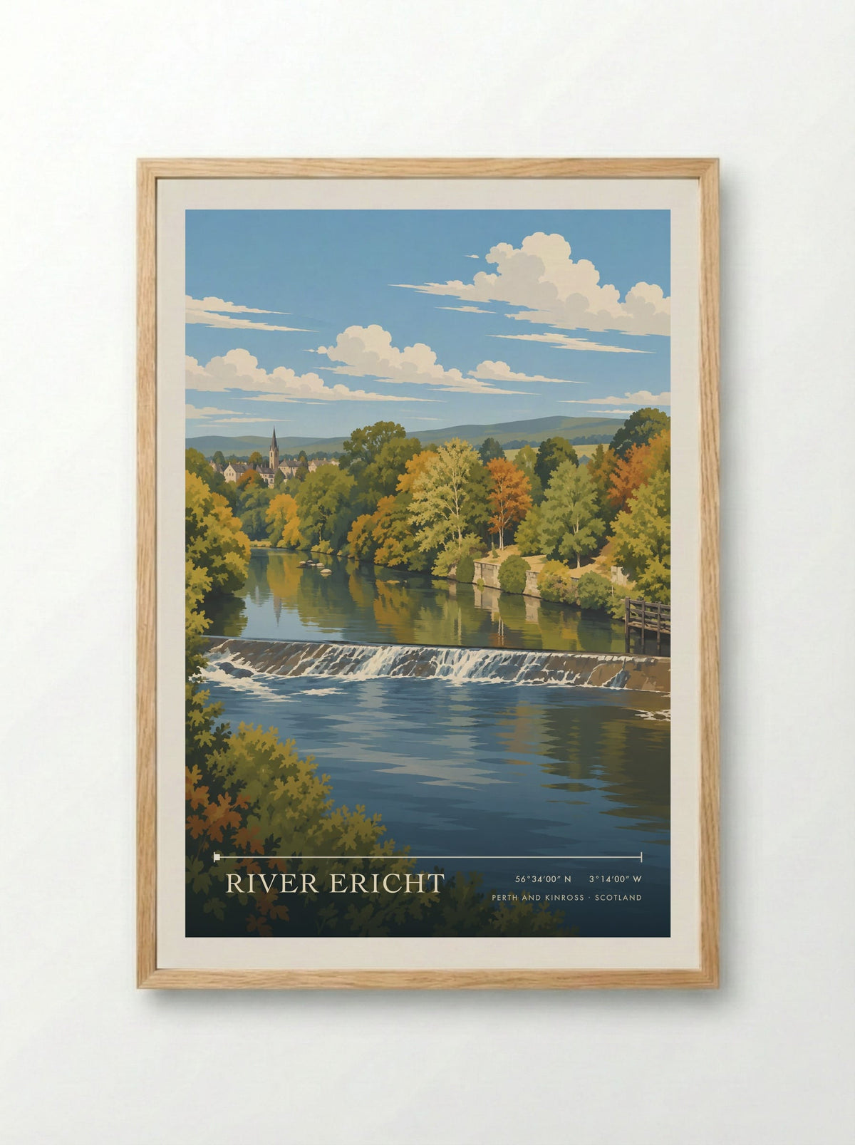 River Ericht, Perth and Kinross | Travel Poster - Framed Print Wood