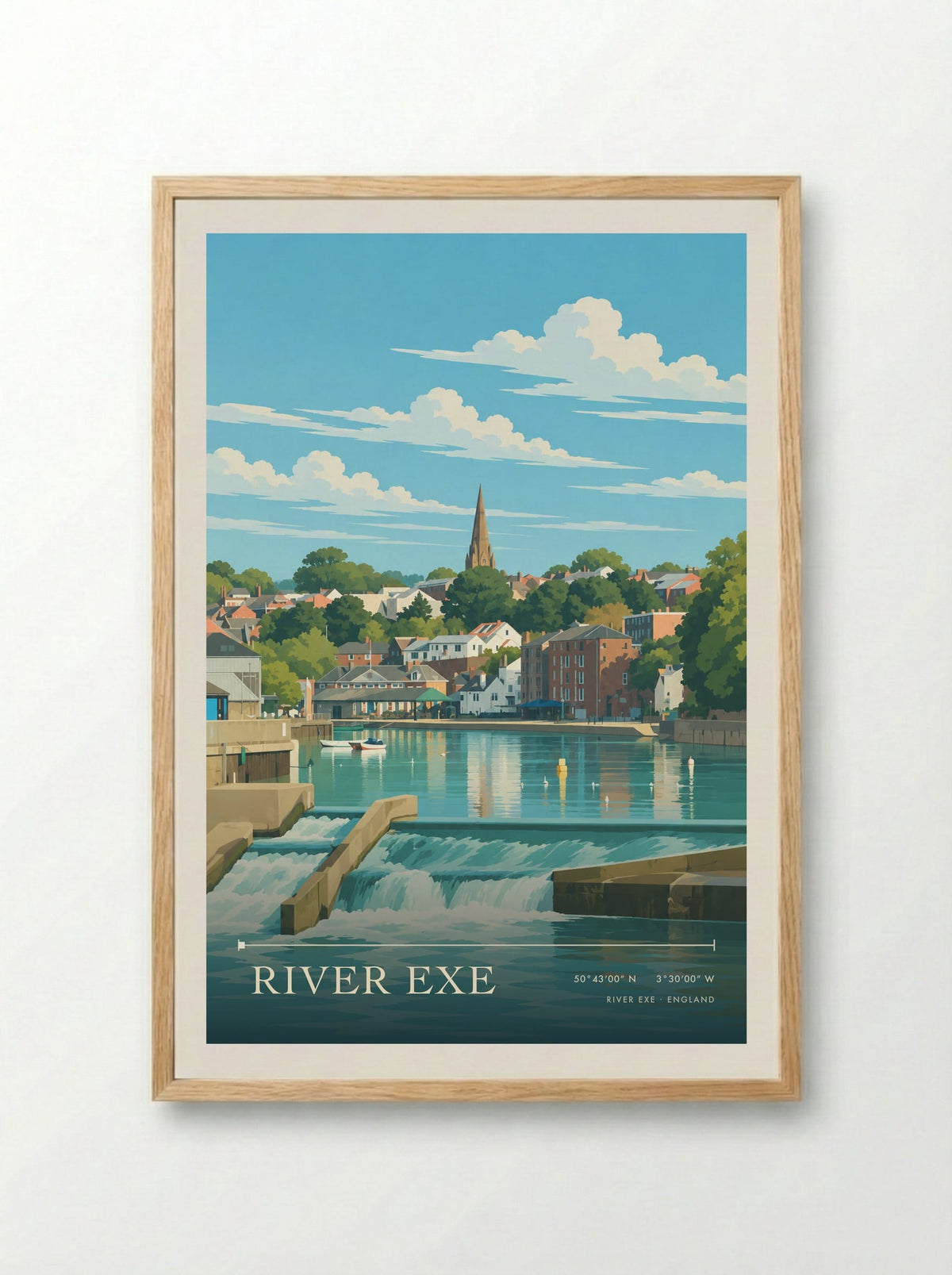 River Exe | Travel Poster - Framed Print Wood