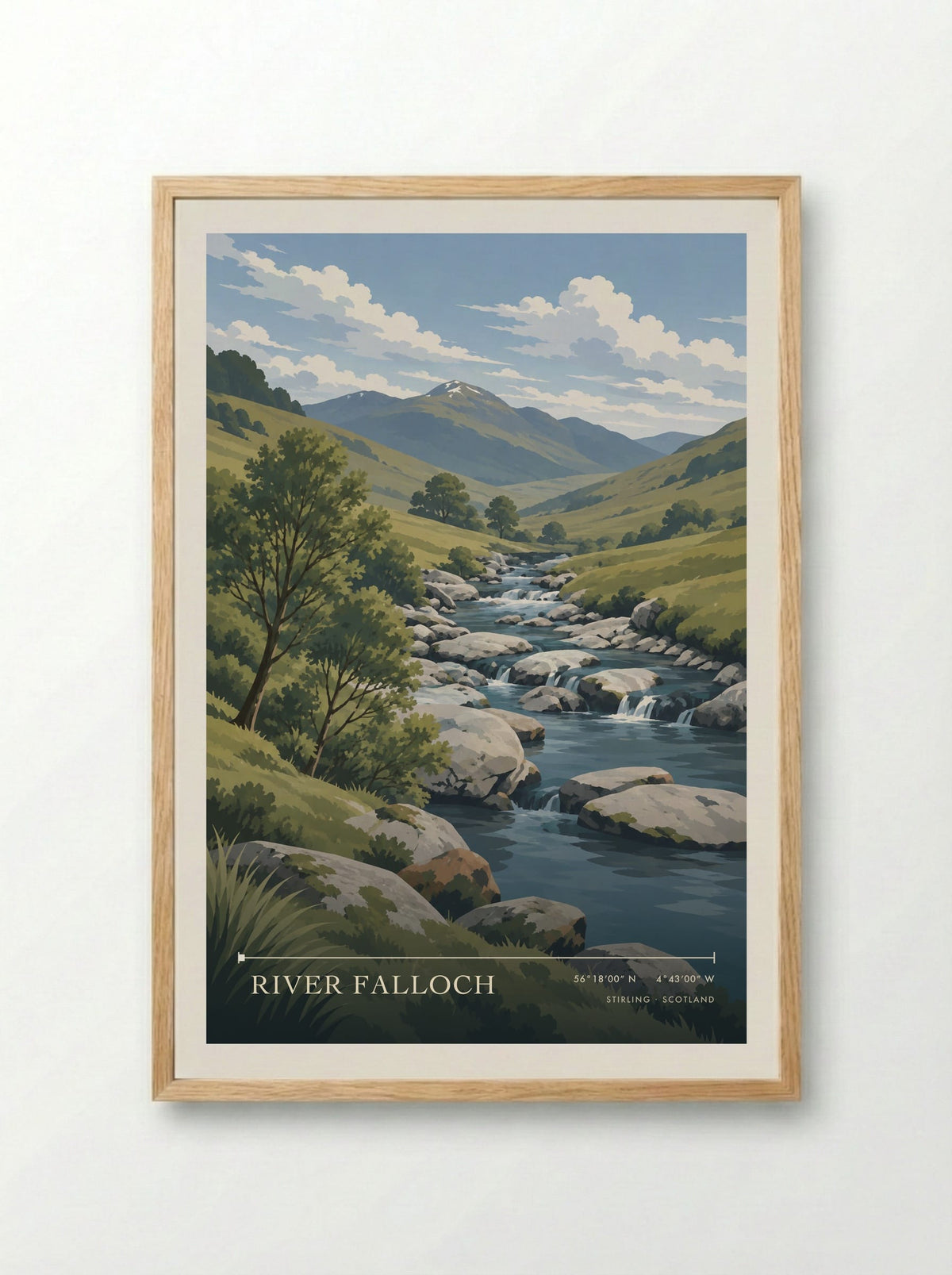 River Falloch, Stirling | Travel Poster - Framed Print Wood