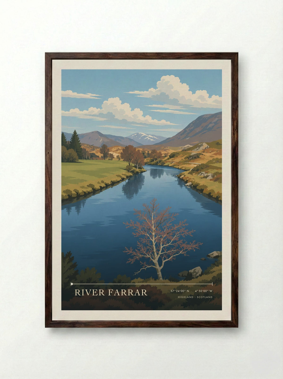 River Farrar, Highland | Travel Poster - Framed Print Dark Wood