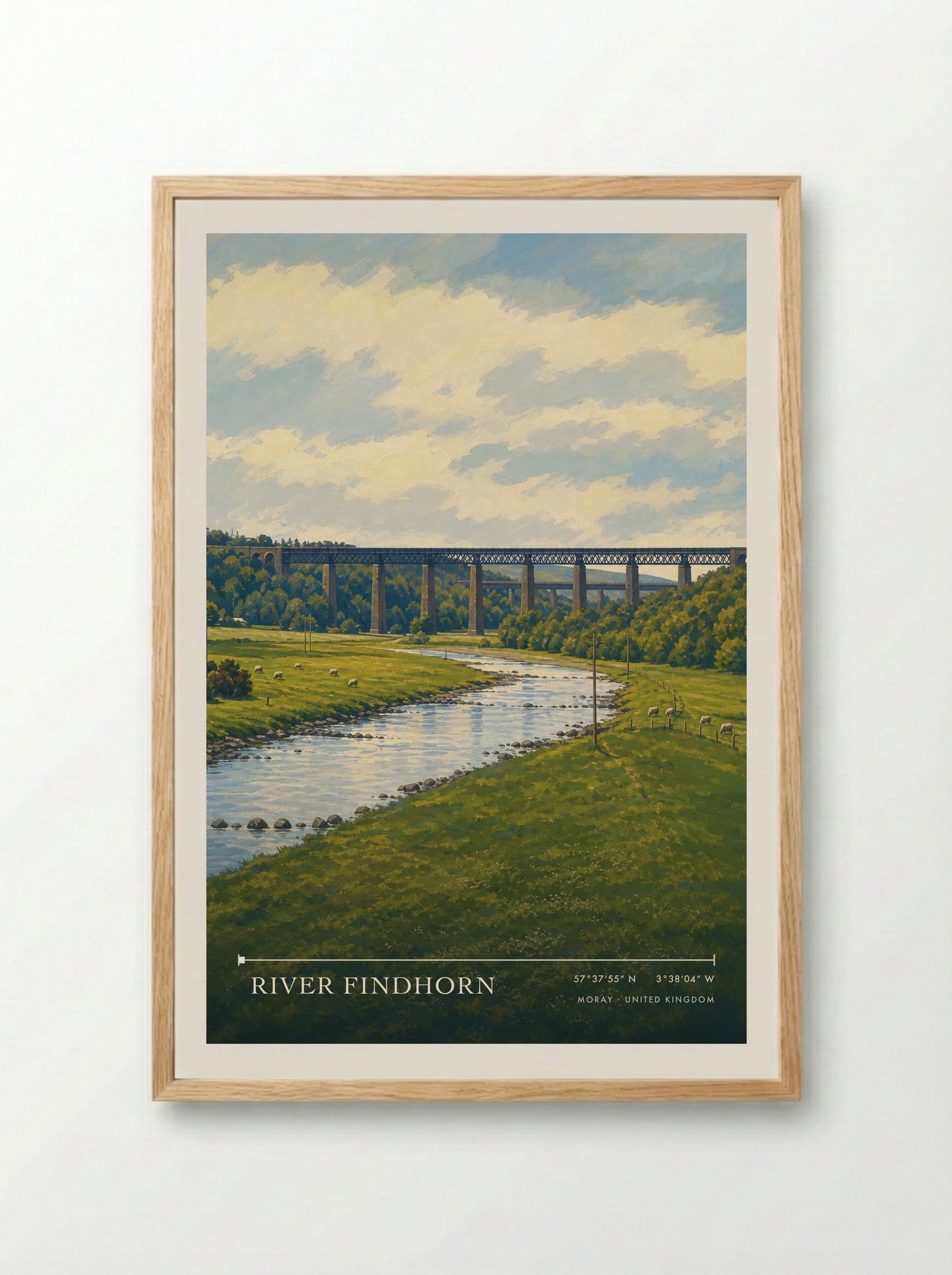 River Findhorn Moray United Kingdom Travel Poster - Framed Print Wood