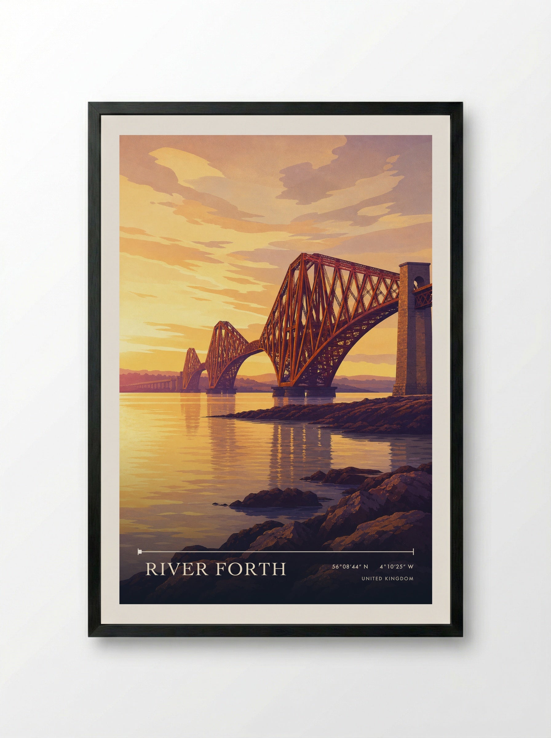 River Forth United Kingdom Travel Poster - Framed Print Black