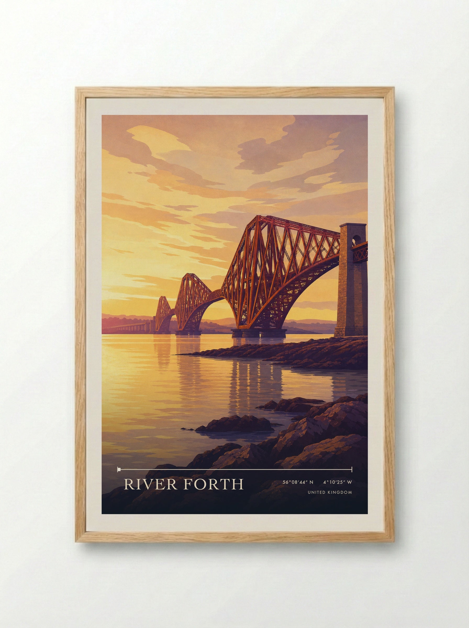 River Forth United Kingdom Travel Poster - Framed Print Wood