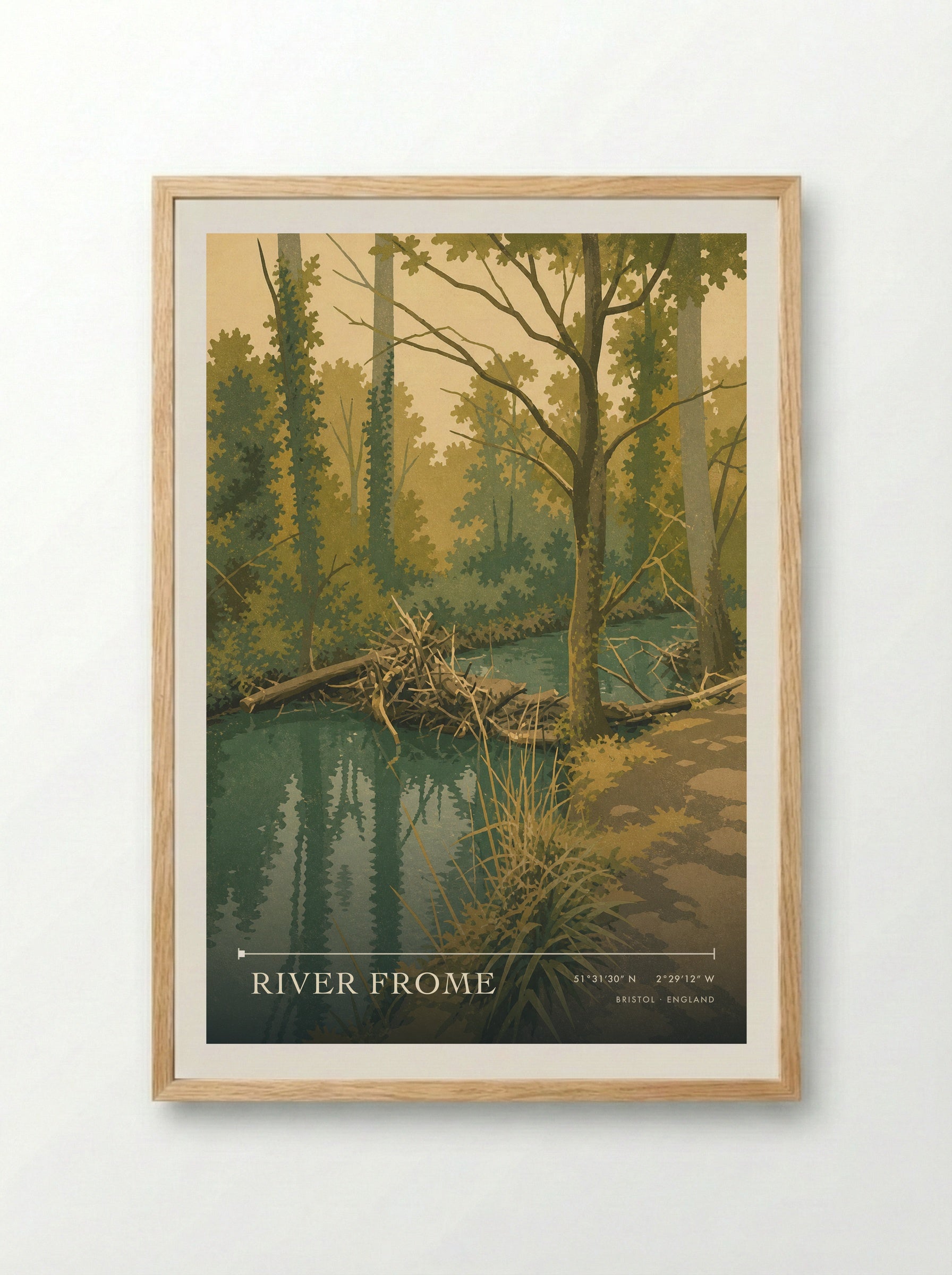 River Frome Bristol England Travel Poster - Framed Print Wood