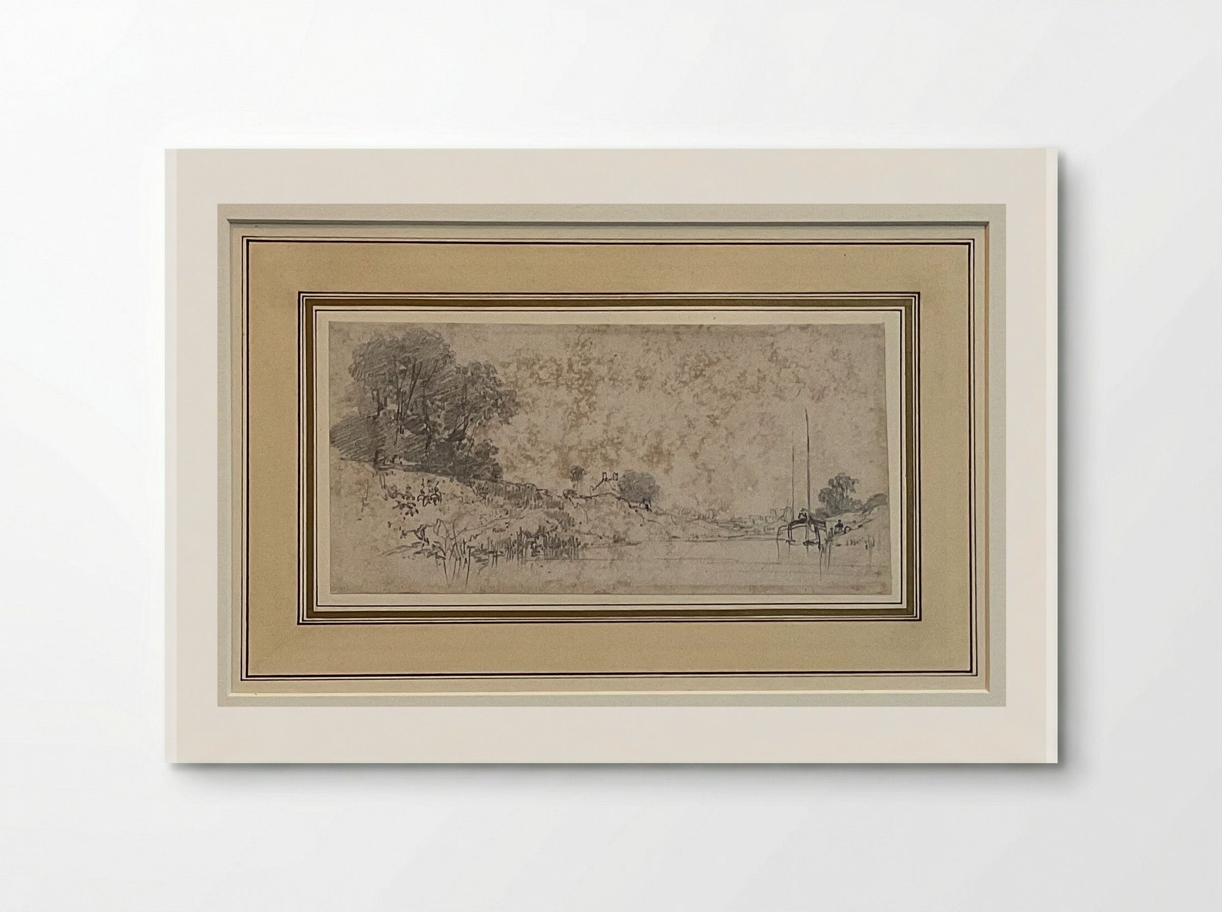River Landscape (Pencil and Wash) - Richard Parkes Bonington - Poster