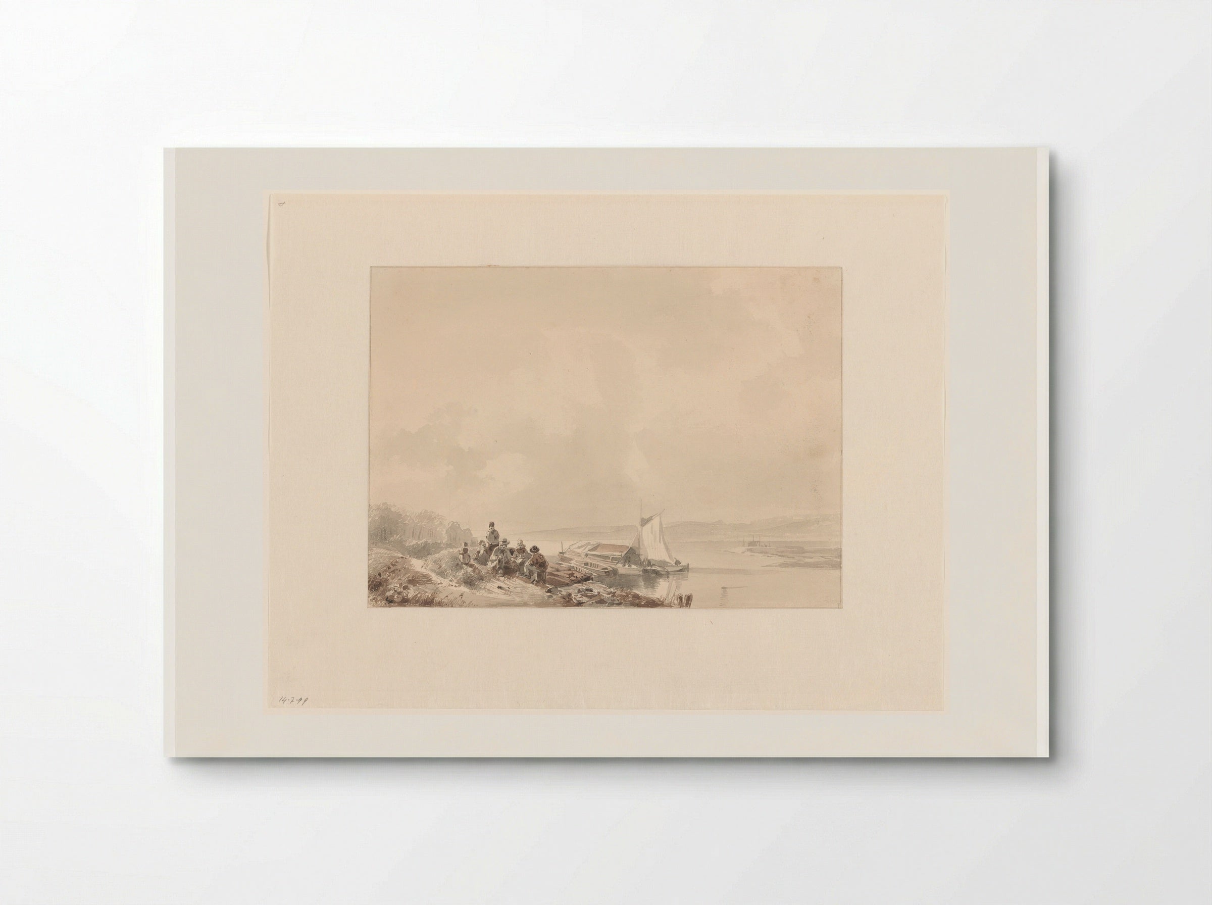 River Landscape with Figures - Andreas Schelfhout - Poster