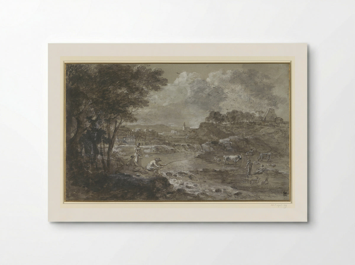 River Landscape with Fisherman - Francesco Zuccarelli - Poster