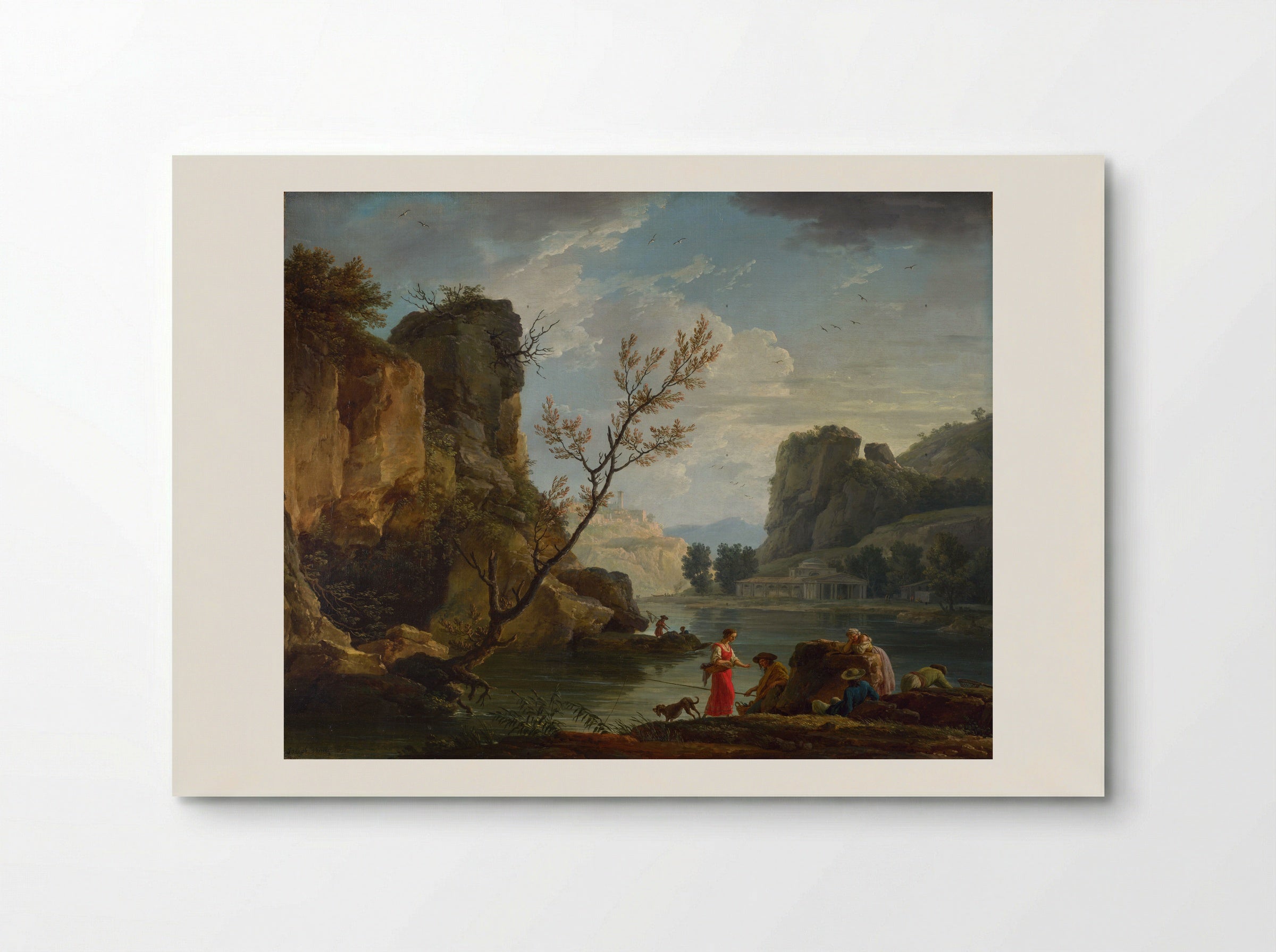 River Landscape with Fishermen - Claude-Joseph Vernet - Poster