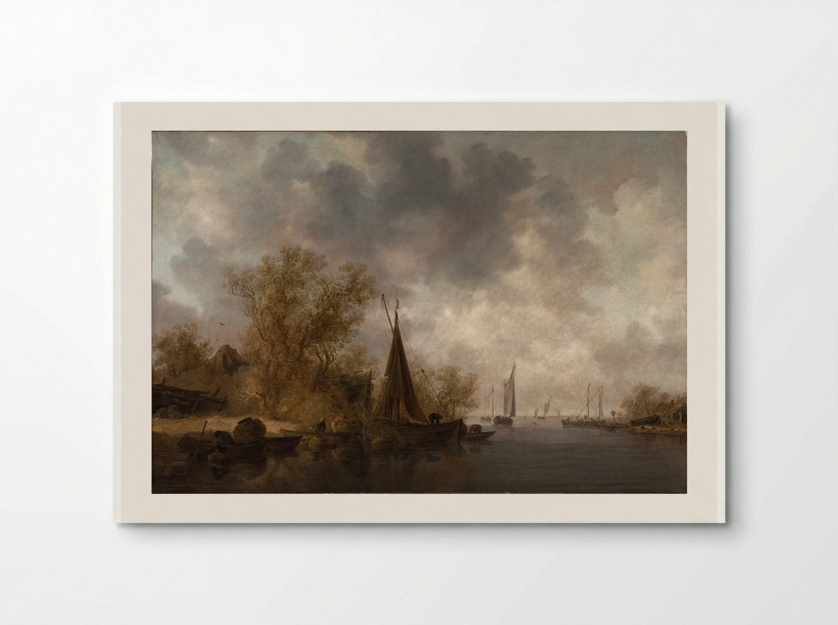 River Landscape with Fishing Boats - Jan van Goyen - Poster