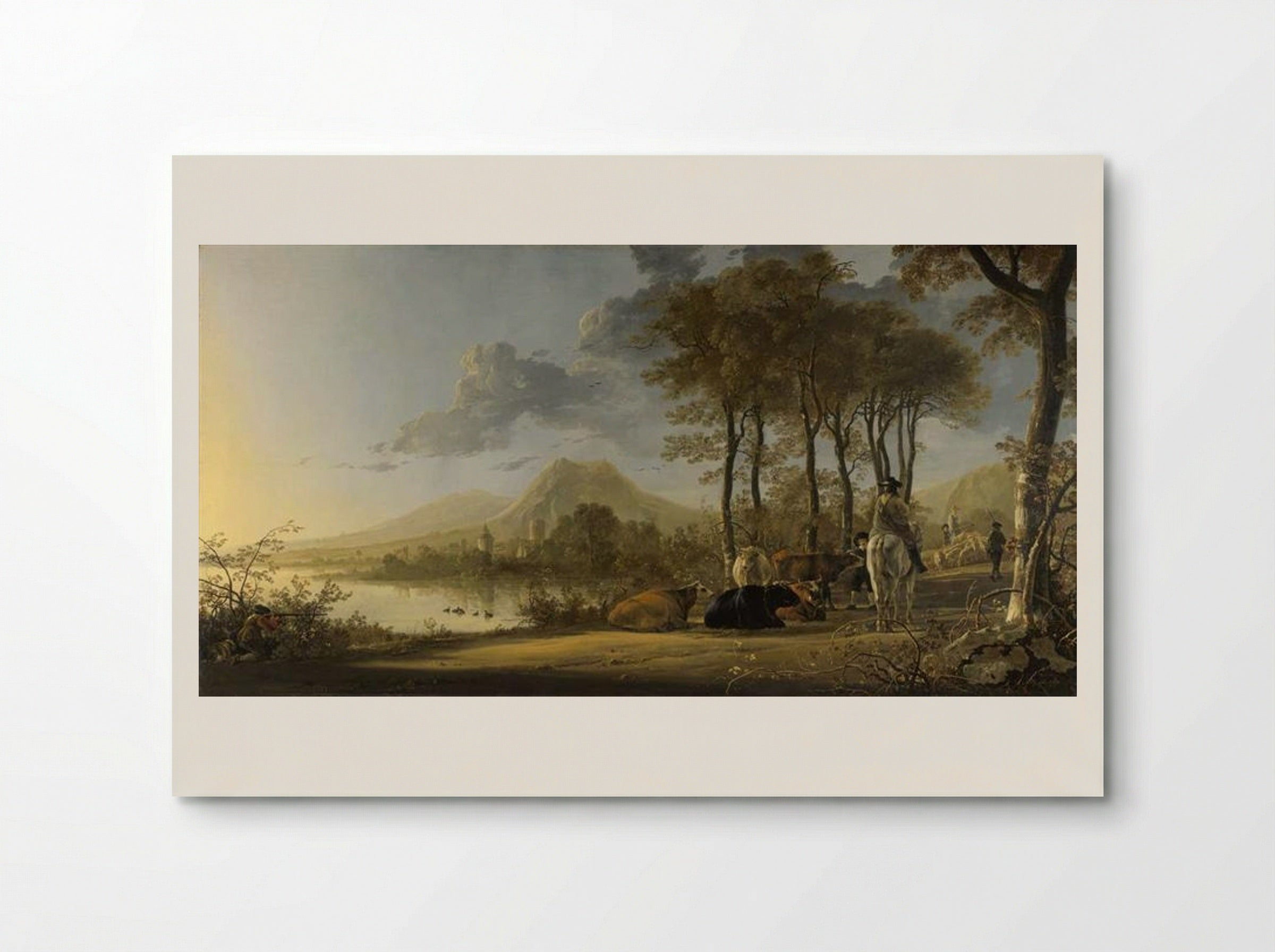 River Landscape with Horseman and Peasants - Aelbert Cuyp - Poster