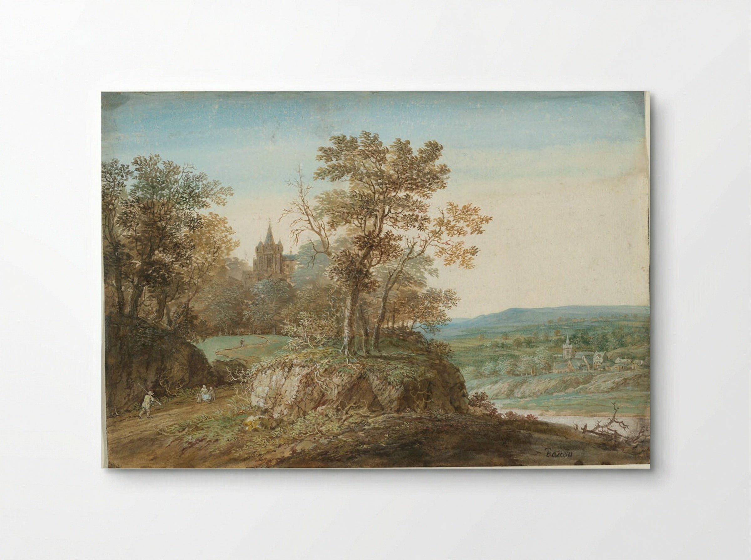 River Landscape with a Church - Gerrit Battem - Poster