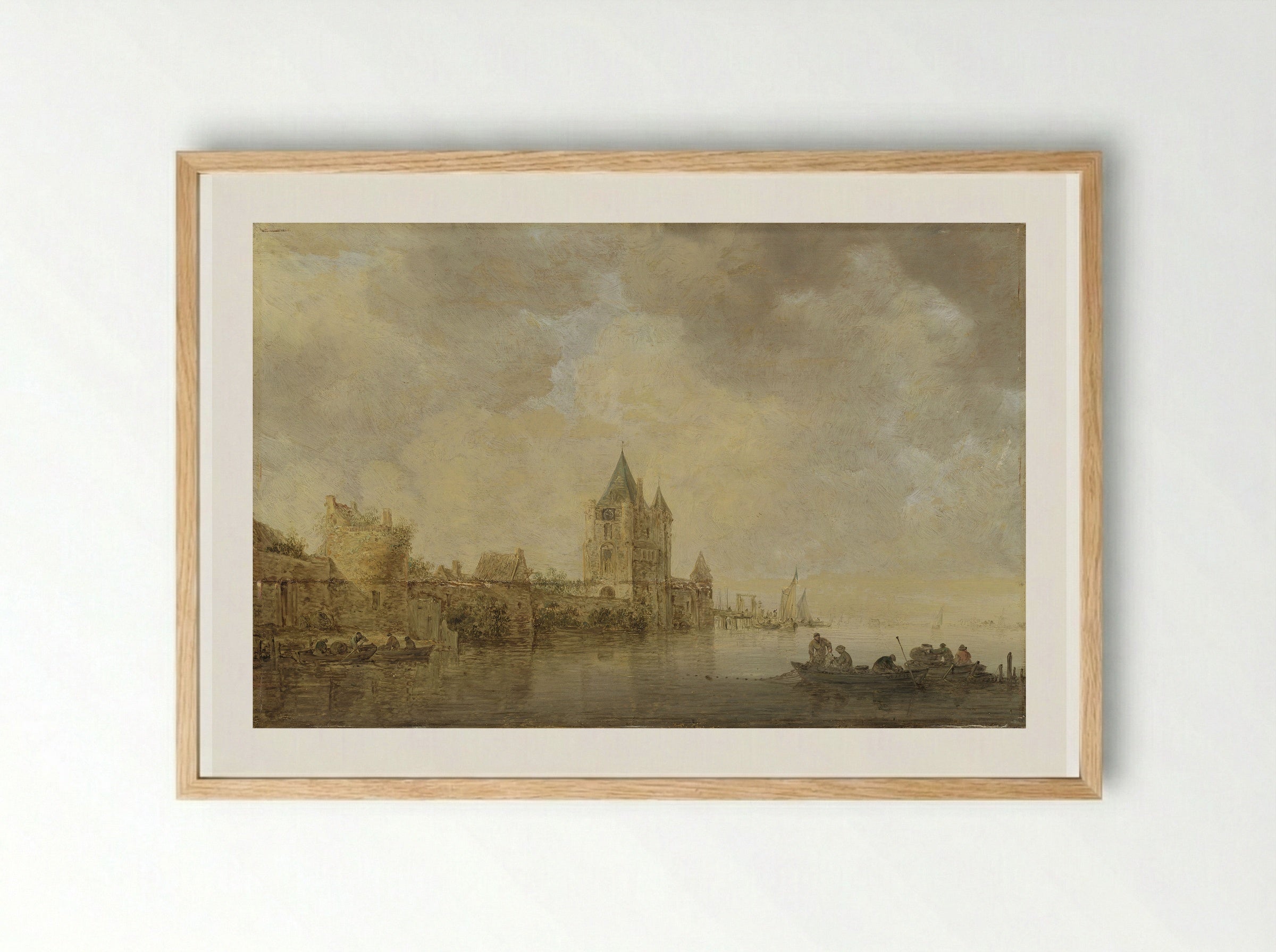 River Landscape - Jan van Goyen - Framed Print Wood