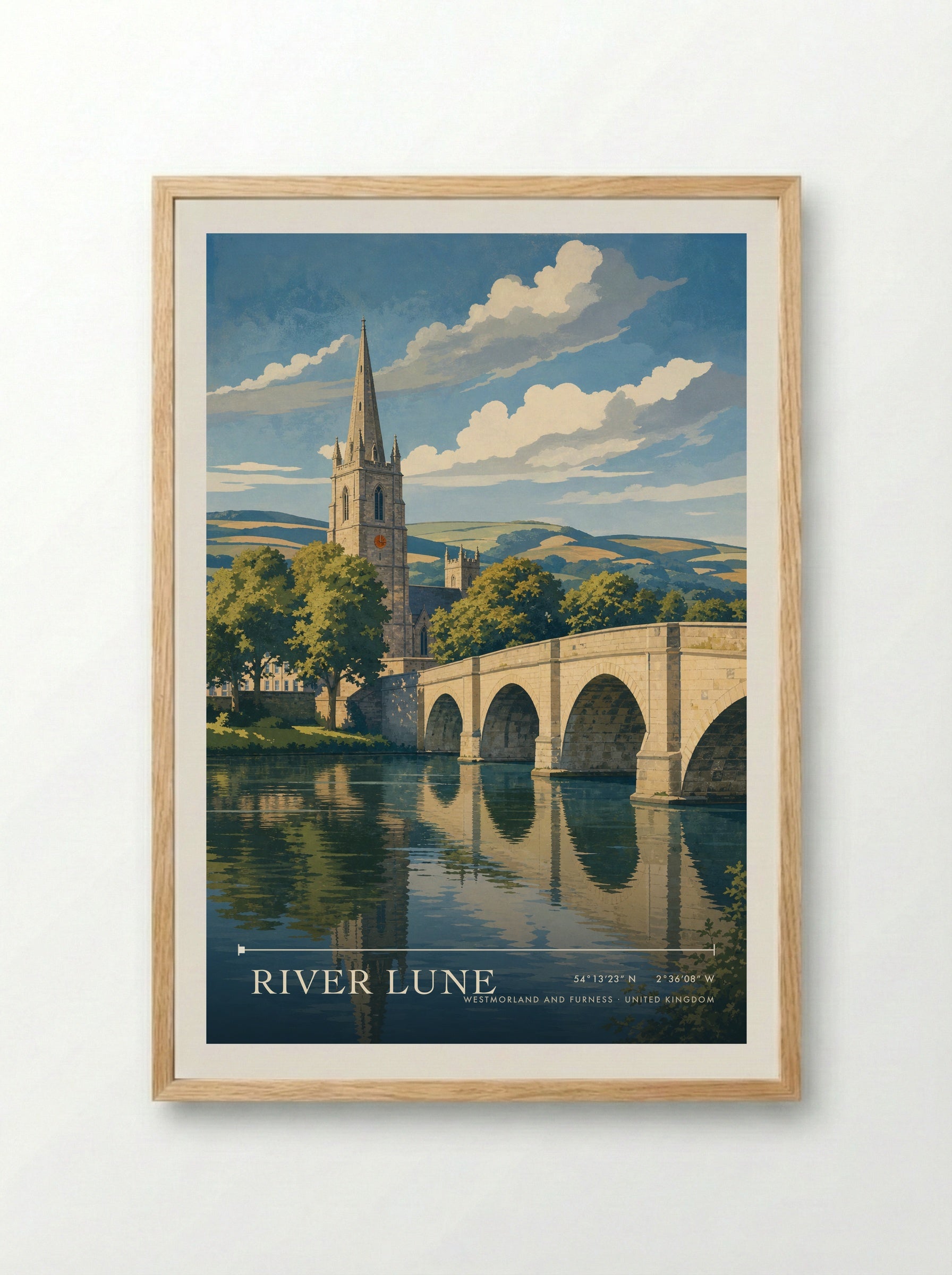 River Lune Westmorland and Furness United Kingdom Travel Poster - Framed Print Wood