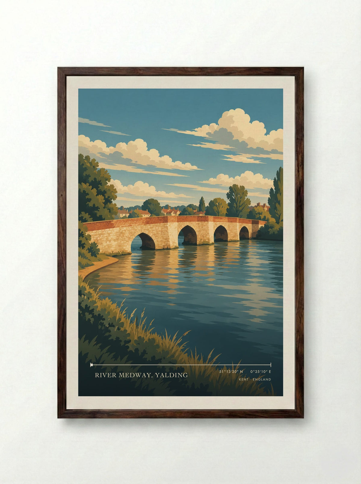 River Medway, Yalding, Kent | Travel Poster - Framed Print Dark Wood