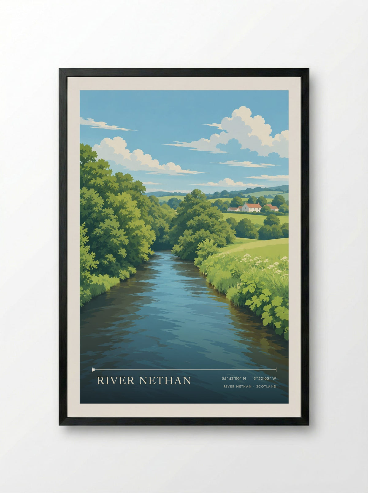 River Nethan | Travel Poster - Framed Print Black