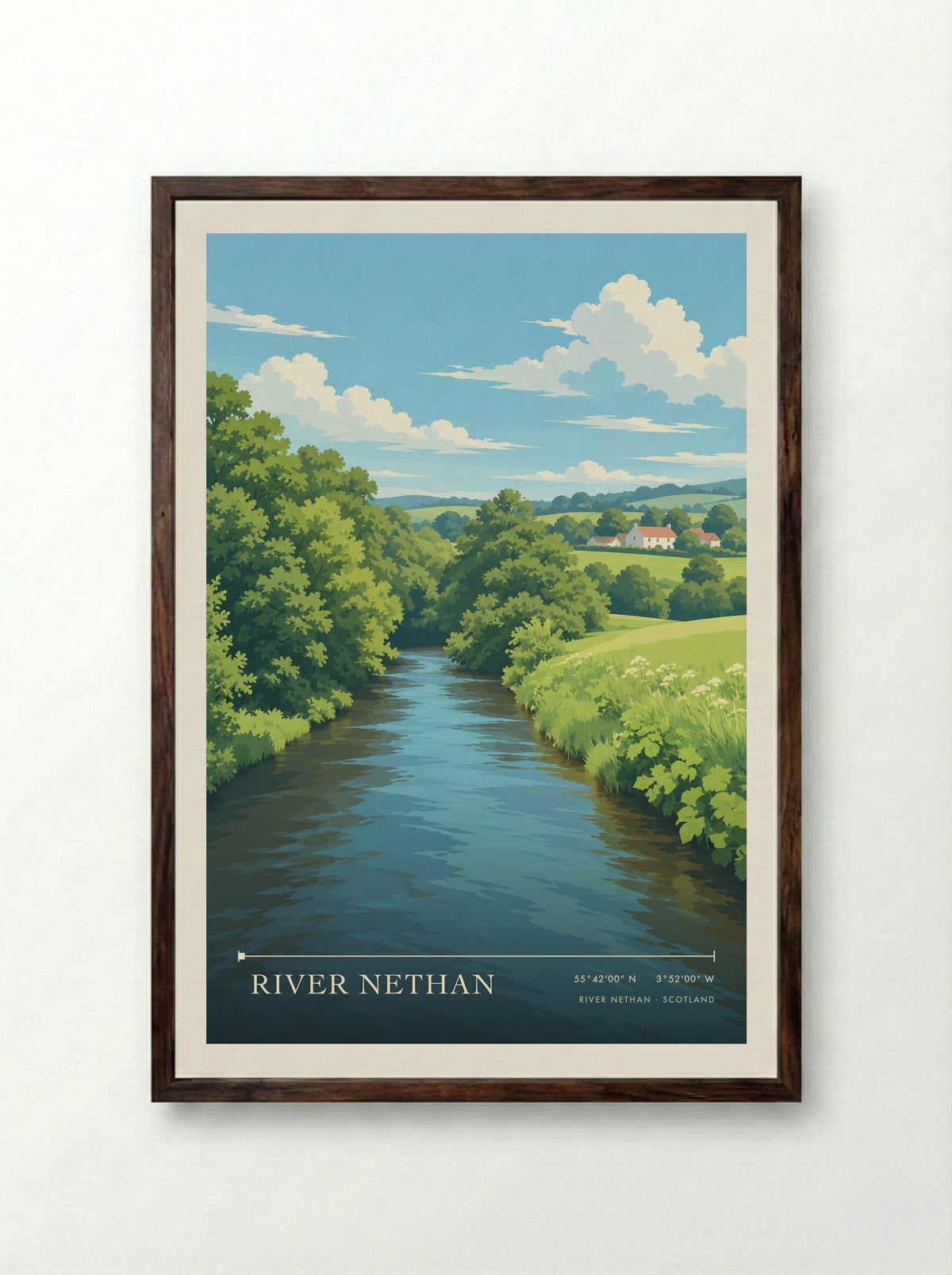 River Nethan | Travel Poster - Framed Print Dark Wood