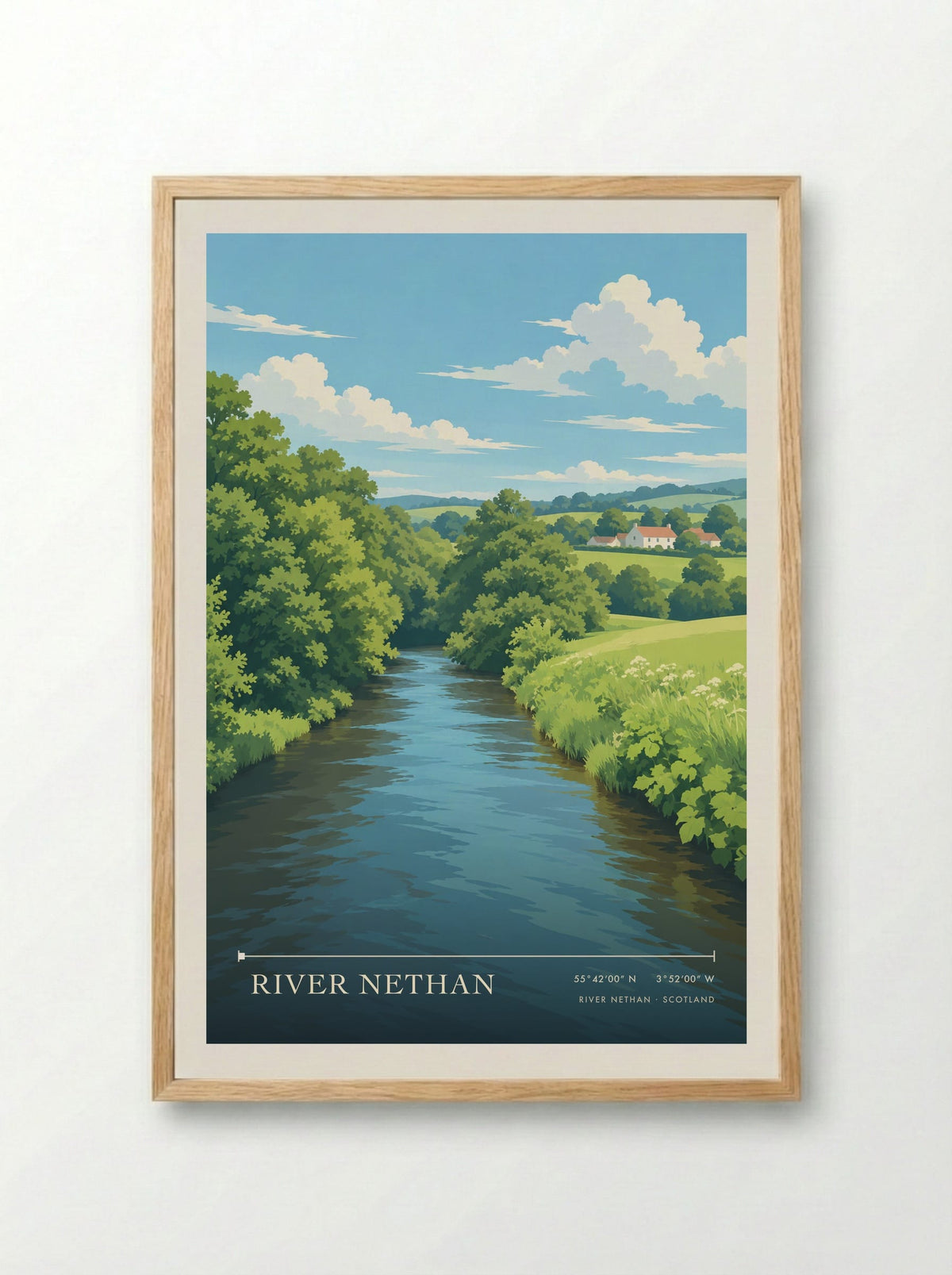 River Nethan | Travel Poster - Framed Print Wood