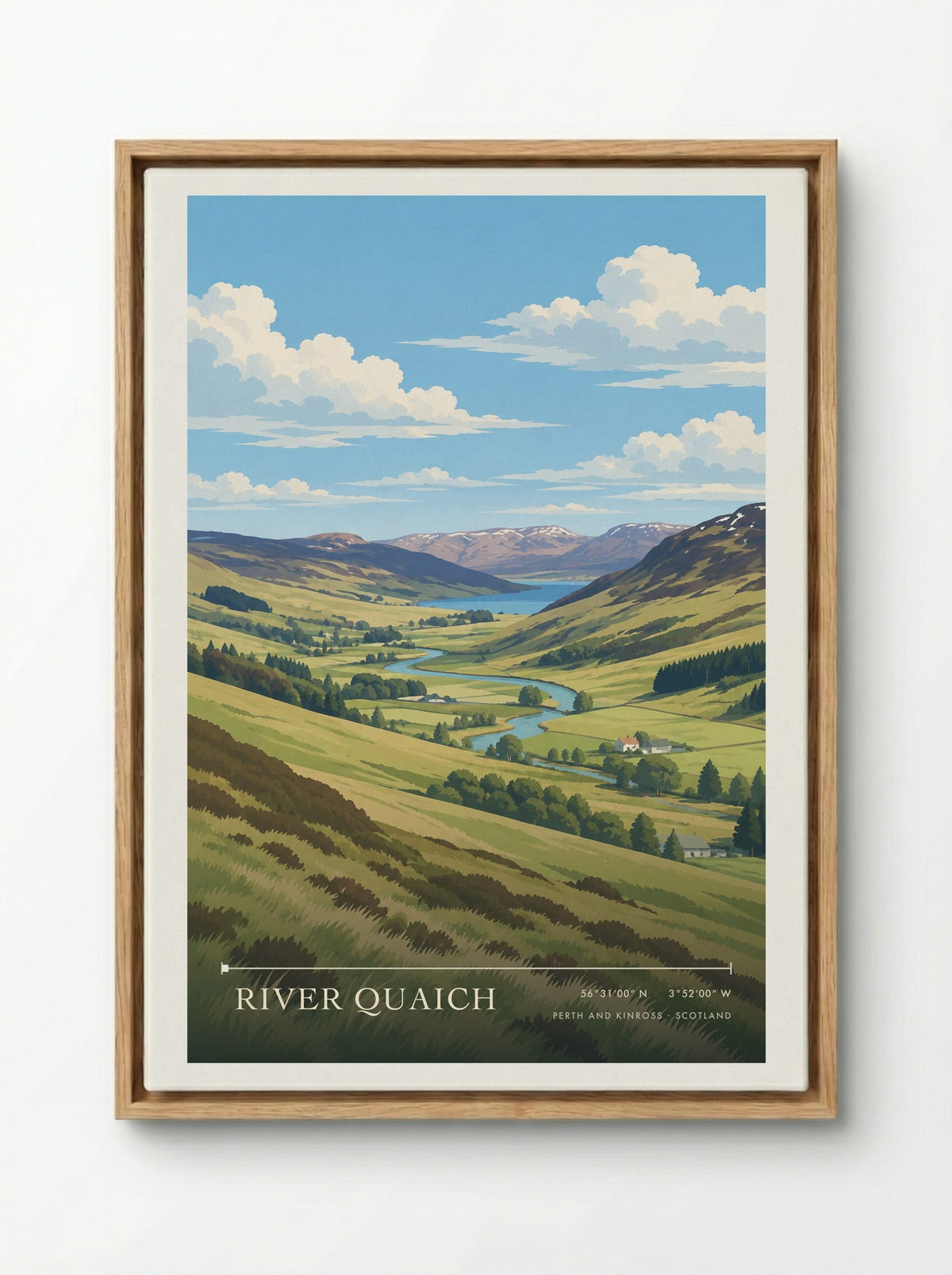 River Quaich, Perth and Kinross | Travel Poster - Framed Canvas Wood