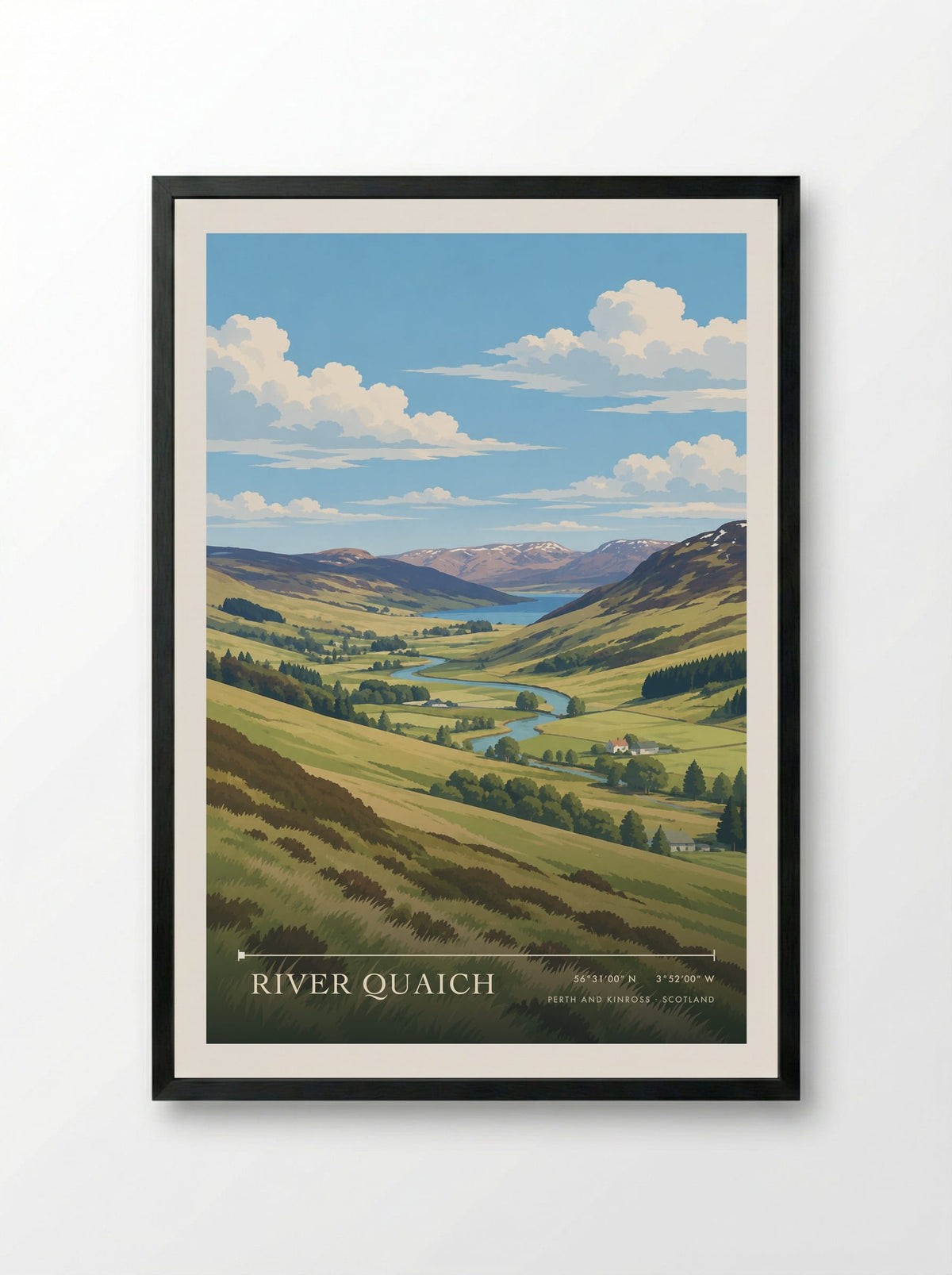 River Quaich, Perth and Kinross | Travel Poster - Framed Print Black