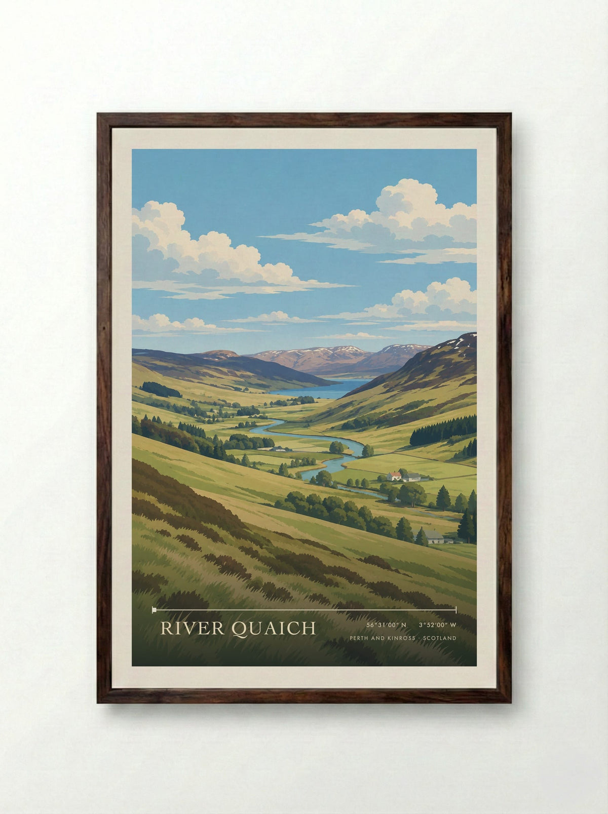 River Quaich, Perth and Kinross | Travel Poster - Framed Print Dark Wood