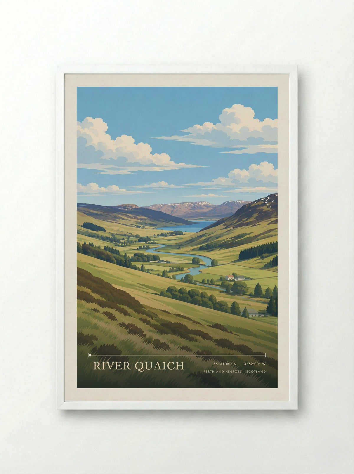 River Quaich, Perth and Kinross | Travel Poster - Framed Print White