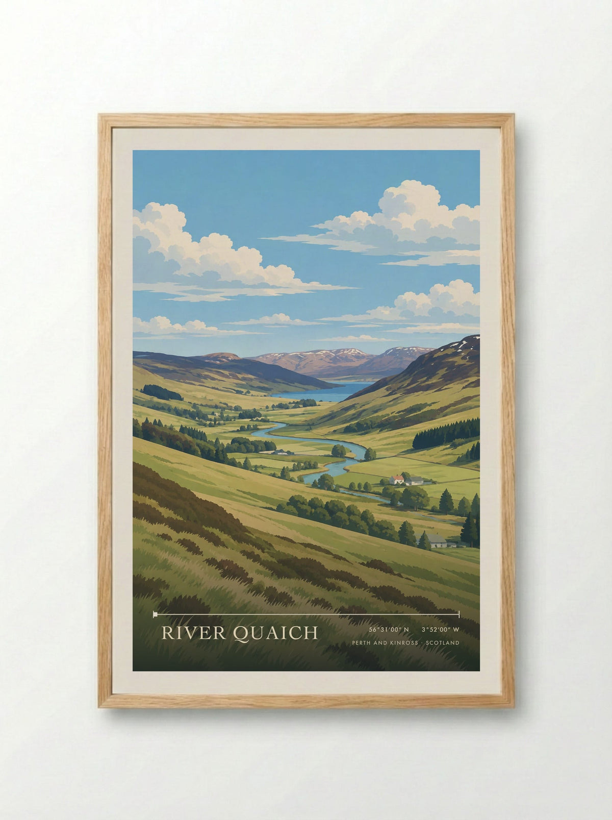 River Quaich, Perth and Kinross | Travel Poster - Framed Print Wood