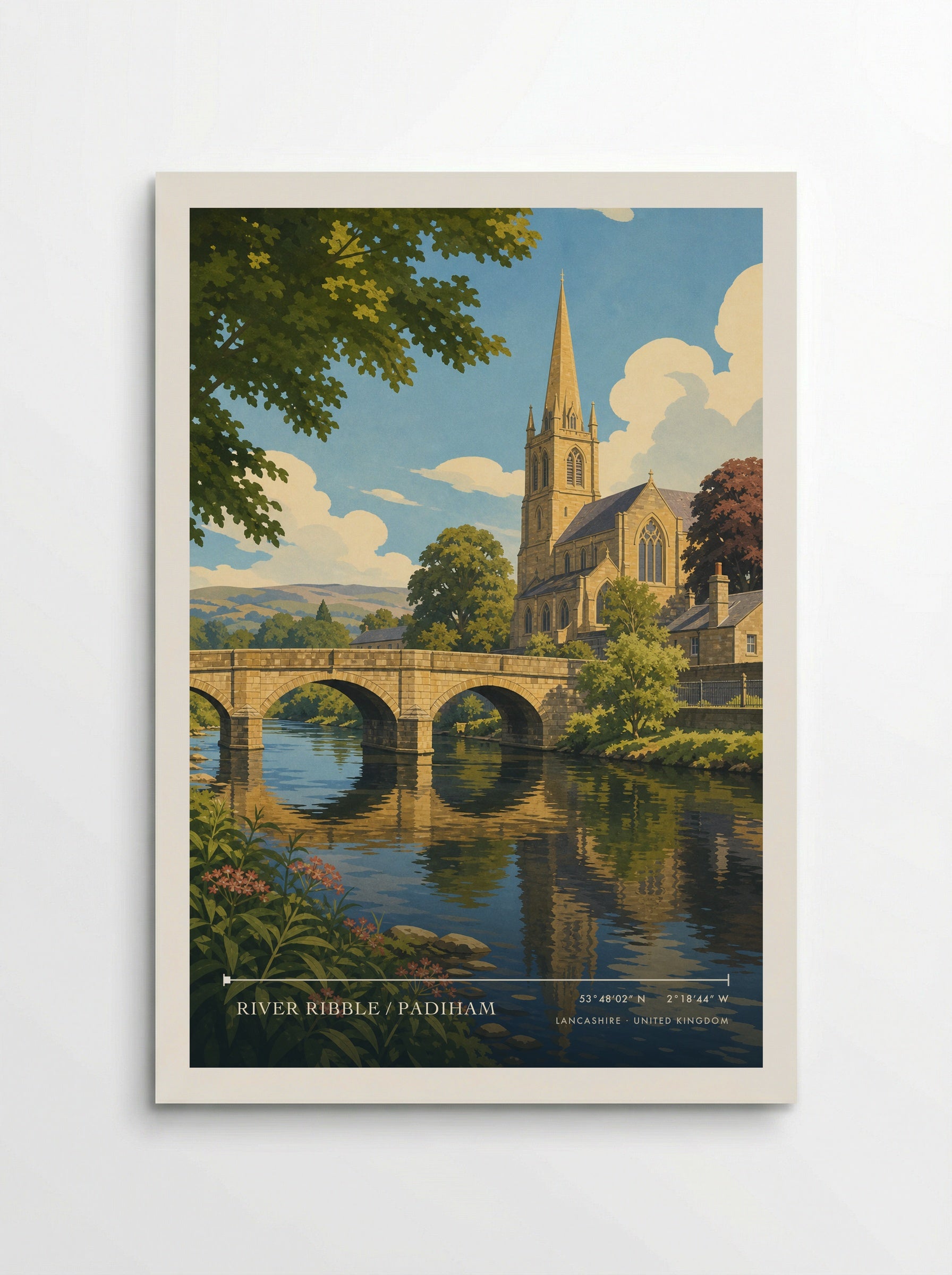 River Ribble / Padiham Lancashire United Kingdom Travel Poster - Poster