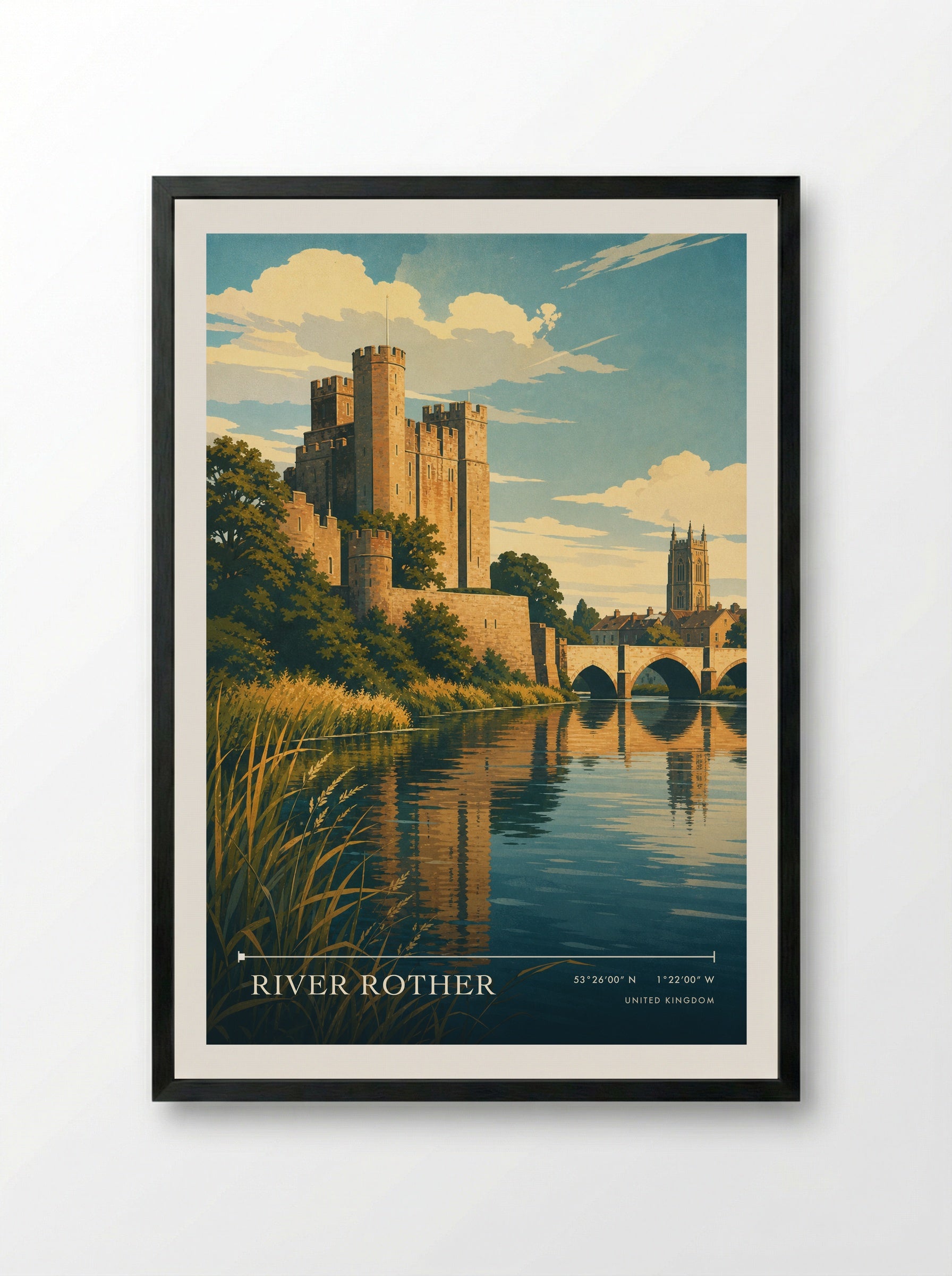 River Rother United Kingdom Travel Poster - Framed Print Black