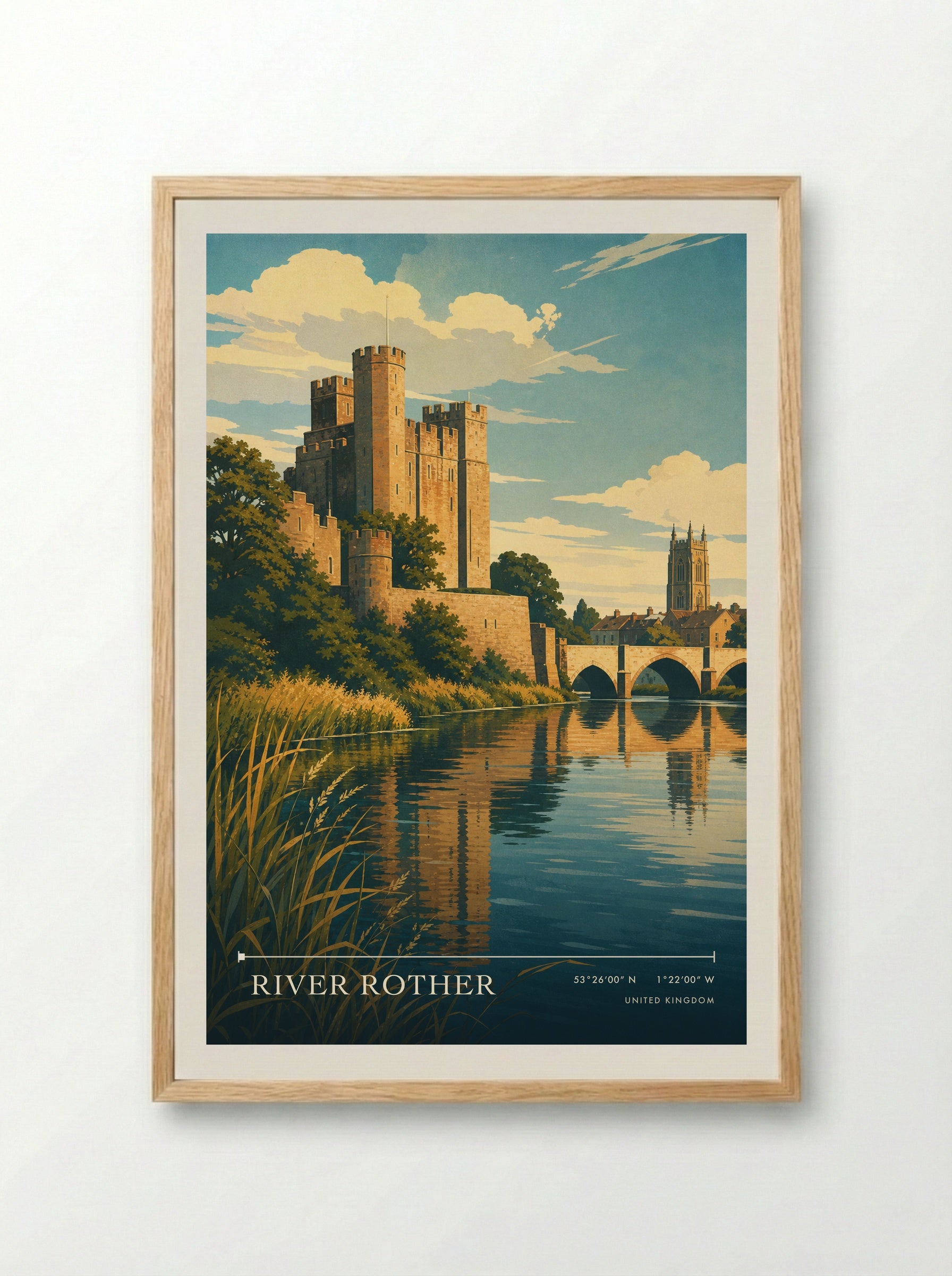 River Rother United Kingdom Travel Poster - Framed Print Wood