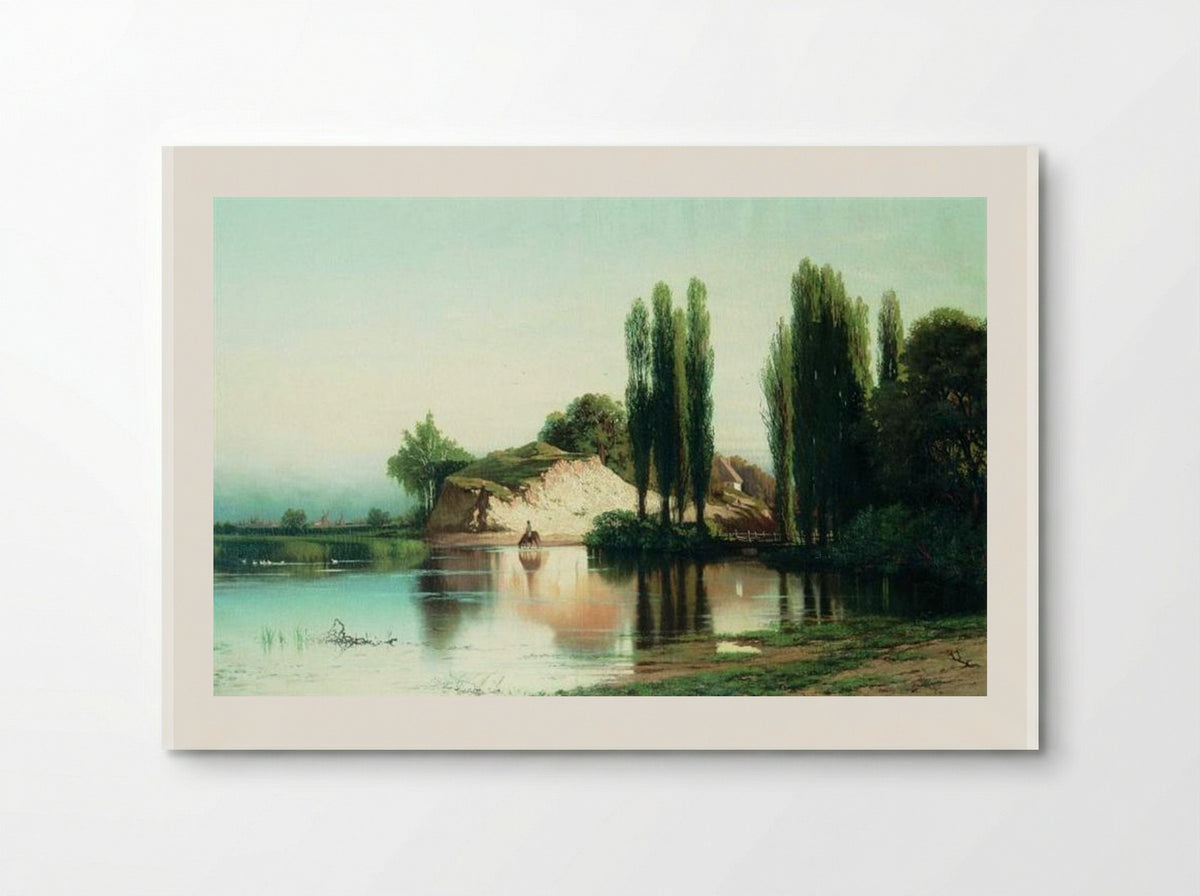 River Scene with Poplars - Volodymyr Orlovsky - Poster