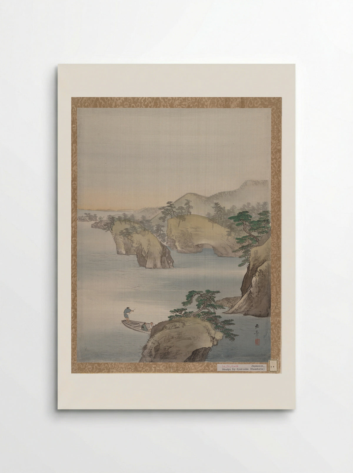 River Scene with Rocky Hills in Background - Kawabata Gyokushō - Poster