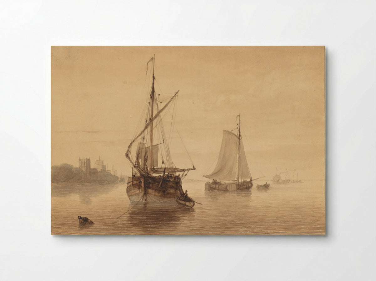 River Scene with Ships - Nicolaas Johannes Roosenboom - Poster